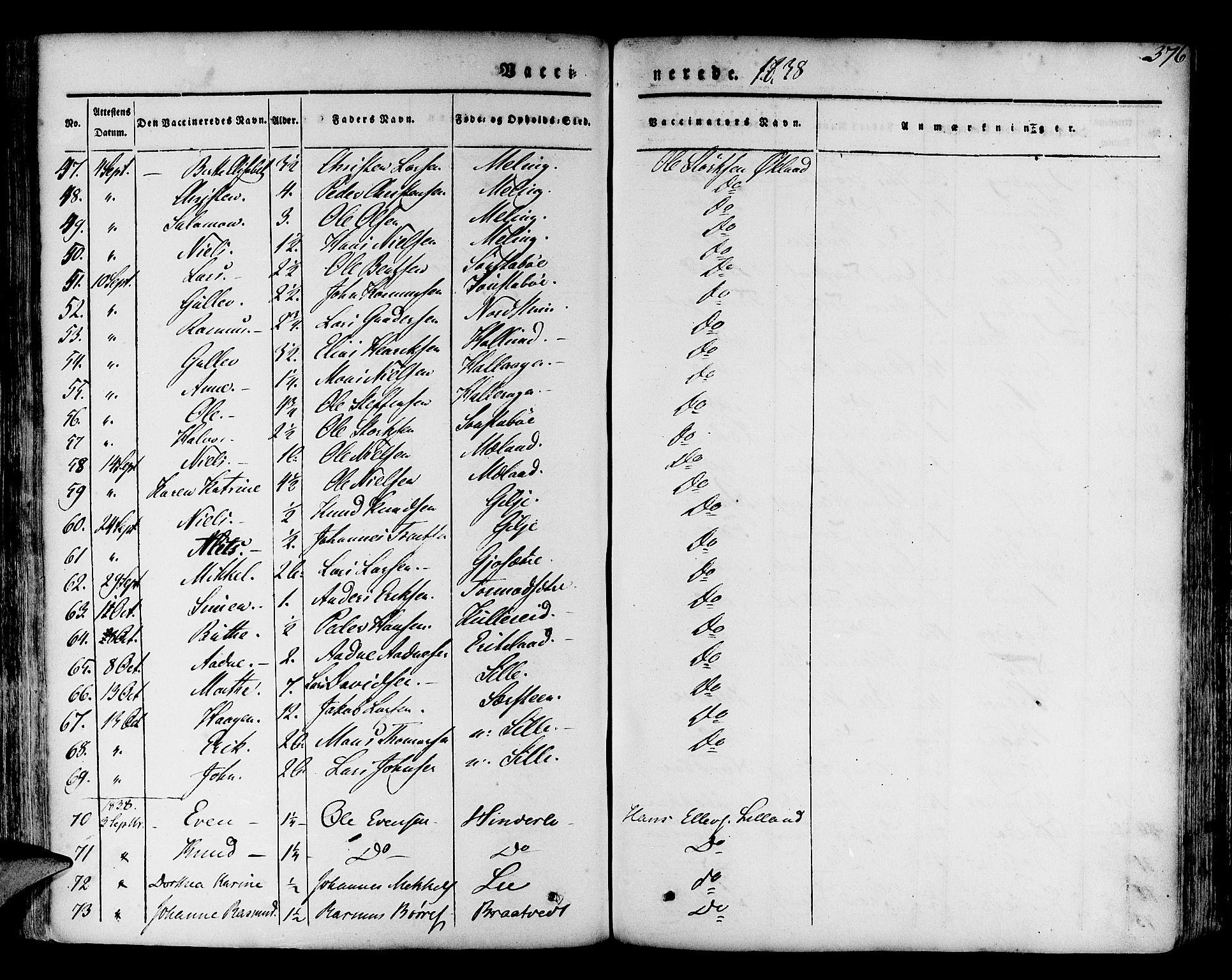 Finnås sokneprestembete, SAB/A-99925/H/Ha/Haa/Haaa/L0006: Parish register (official) no. A 6, 1836-1850, p. 376