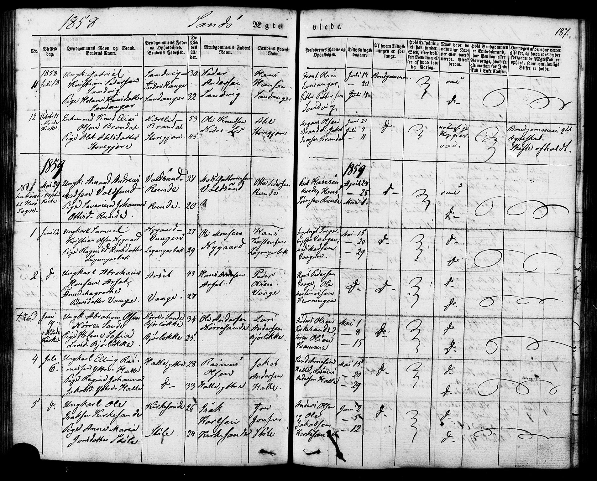 Ministerialprotokoller, klokkerbøker og fødselsregistre - Møre og Romsdal, AV/SAT-A-1454/503/L0034: Parish register (official) no. 503A02, 1841-1884, p. 187