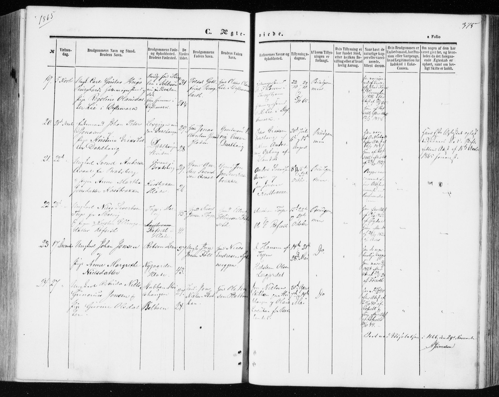 Ministerialprotokoller, klokkerbøker og fødselsregistre - Sør-Trøndelag, AV/SAT-A-1456/606/L0292: Parish register (official) no. 606A07, 1856-1865, p. 375