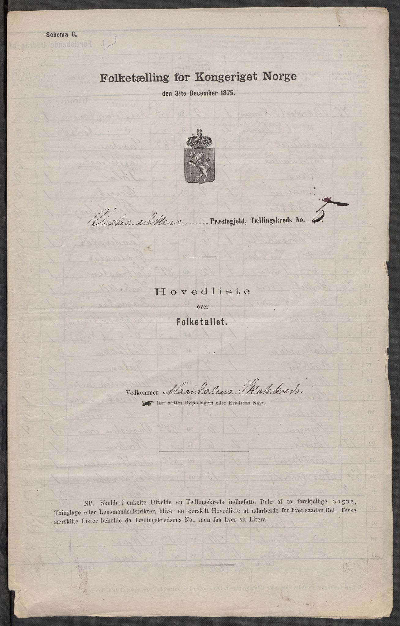 RA, 1875 census for 0218aP Vestre Aker, 1875, p. 55