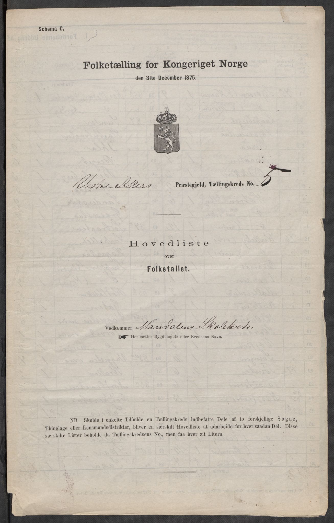 RA, 1875 census for 0218aP Vestre Aker, 1875, p. 55