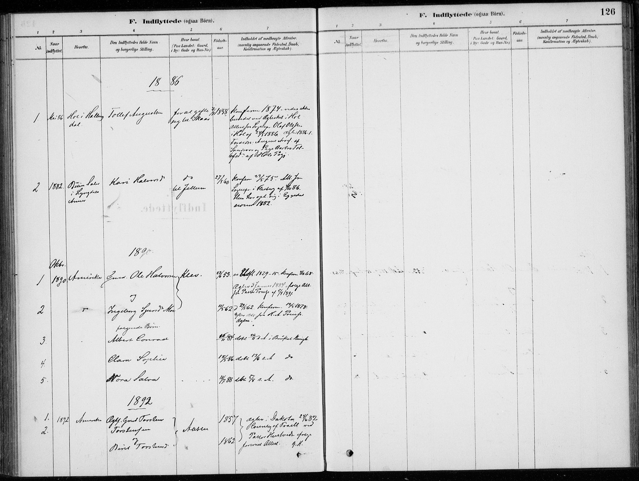 Sigdal kirkebøker, SAKO/A-245/F/Fc/L0001: Parish register (official) no. III 1, 1879-1893, p. 126