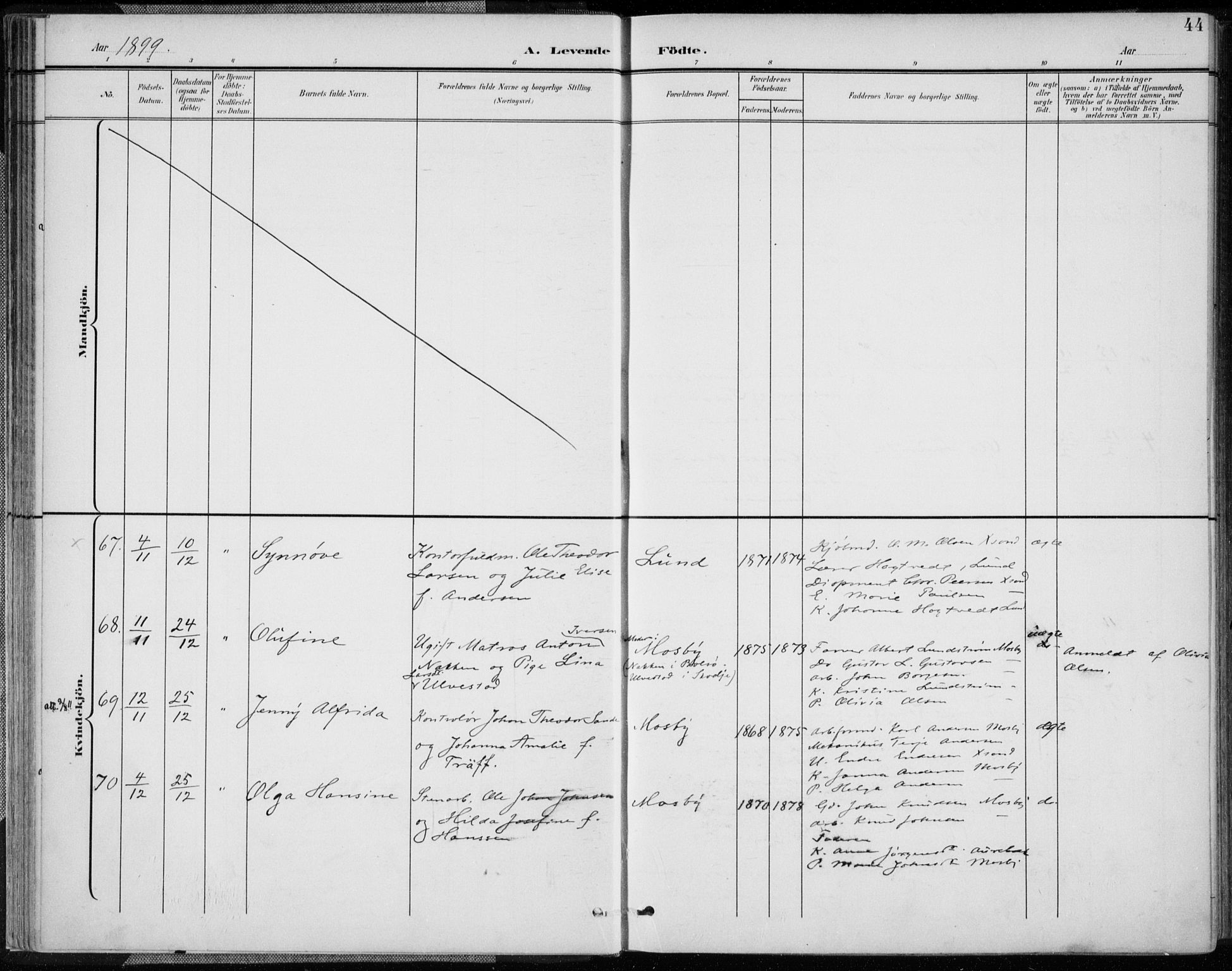 Oddernes sokneprestkontor, AV/SAK-1111-0033/F/Fa/Faa/L0010: Parish register (official) no. A 10, 1897-1911, p. 44