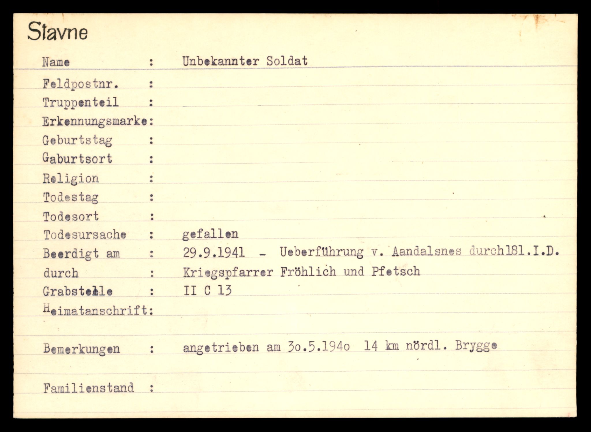 Distriktskontoret for krigsgraver, AV/SAT-A-5030/E/L0003: Kasett/kartotek over tysk Krigskirkegård Stavne, 1945, p. 1629