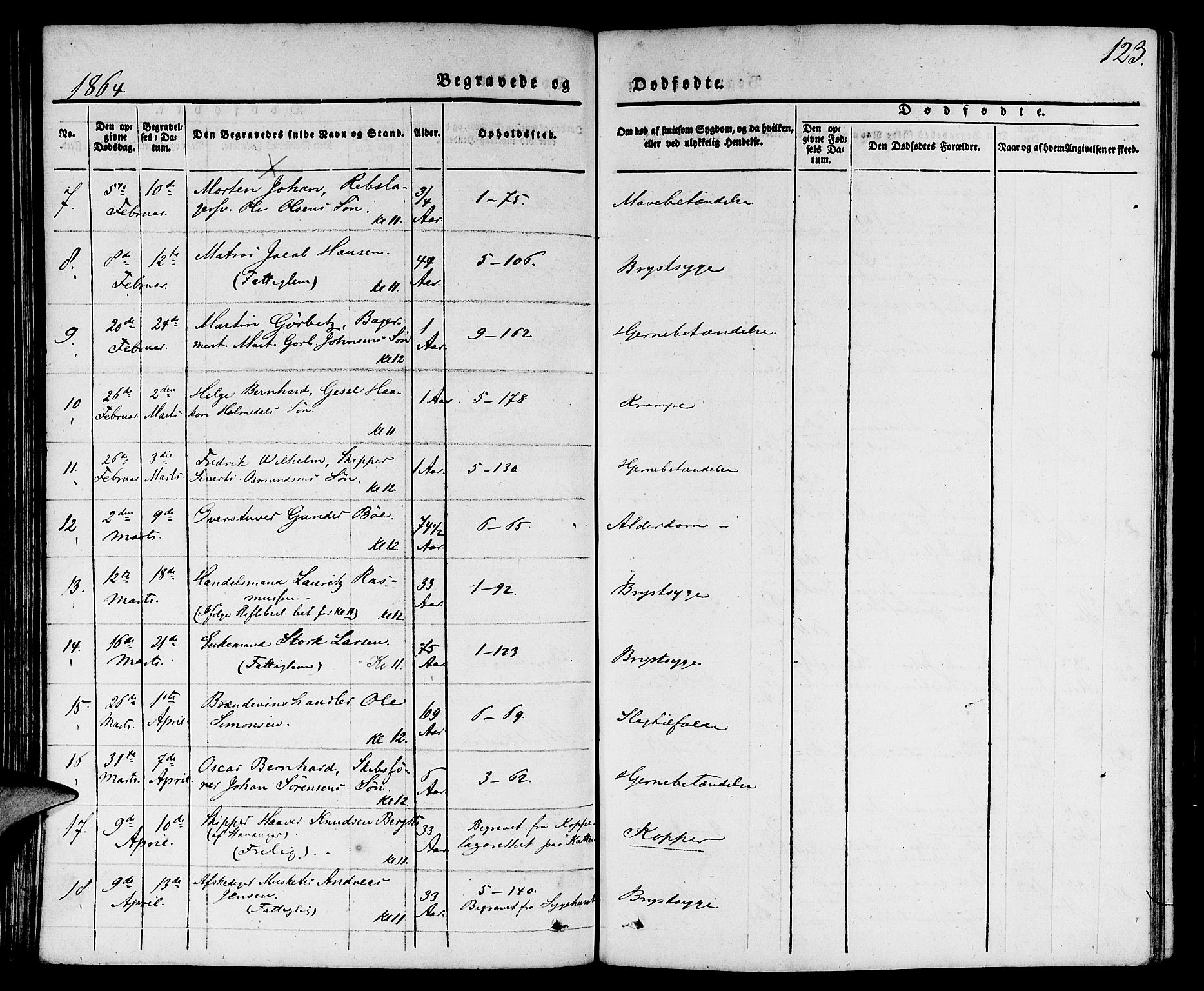 Nykirken Sokneprestembete, SAB/A-77101/H/Hab: Parish register (copy) no. E 1, 1840-1866, p. 123