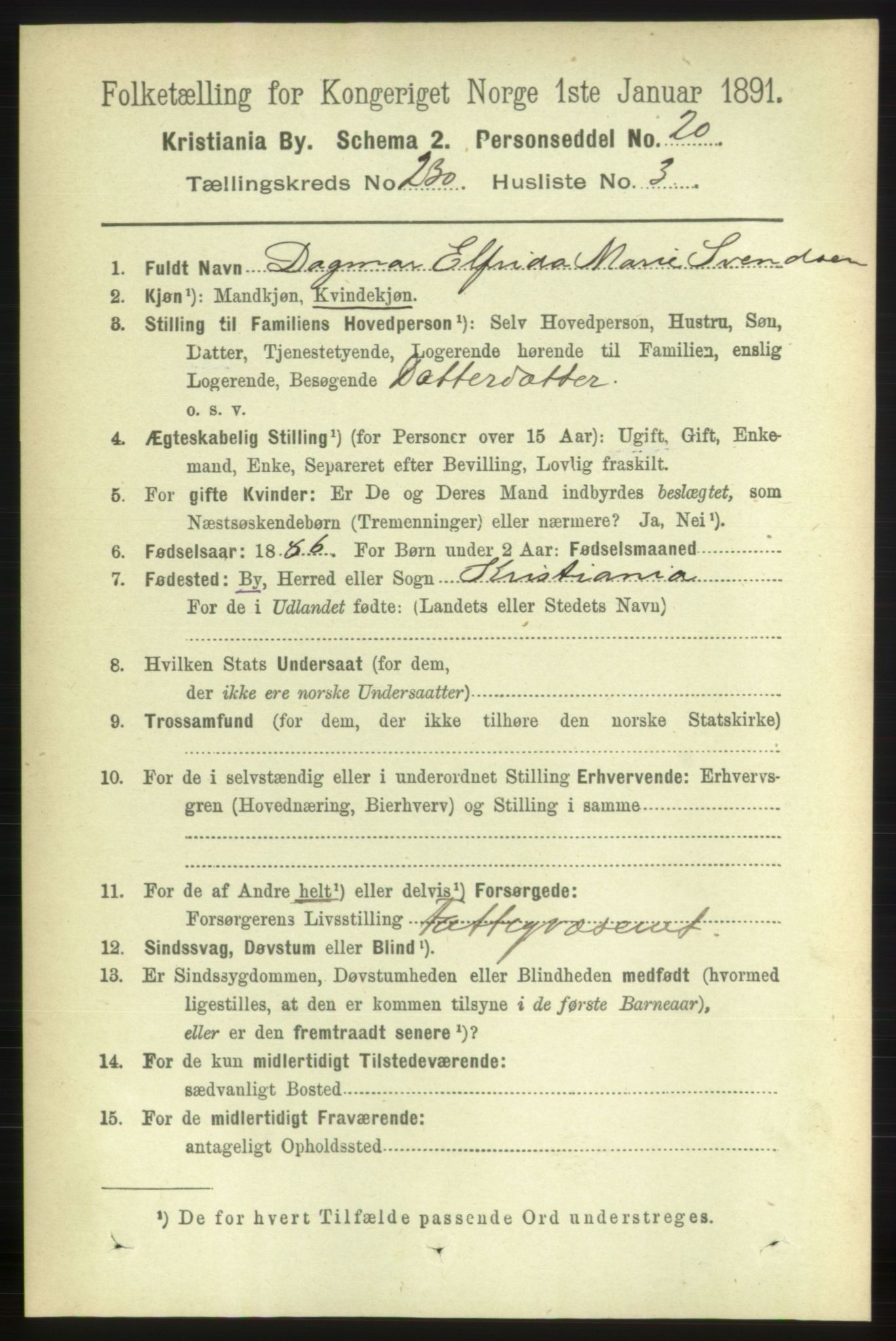 RA, 1891 census for 0301 Kristiania, 1891, p. 142313