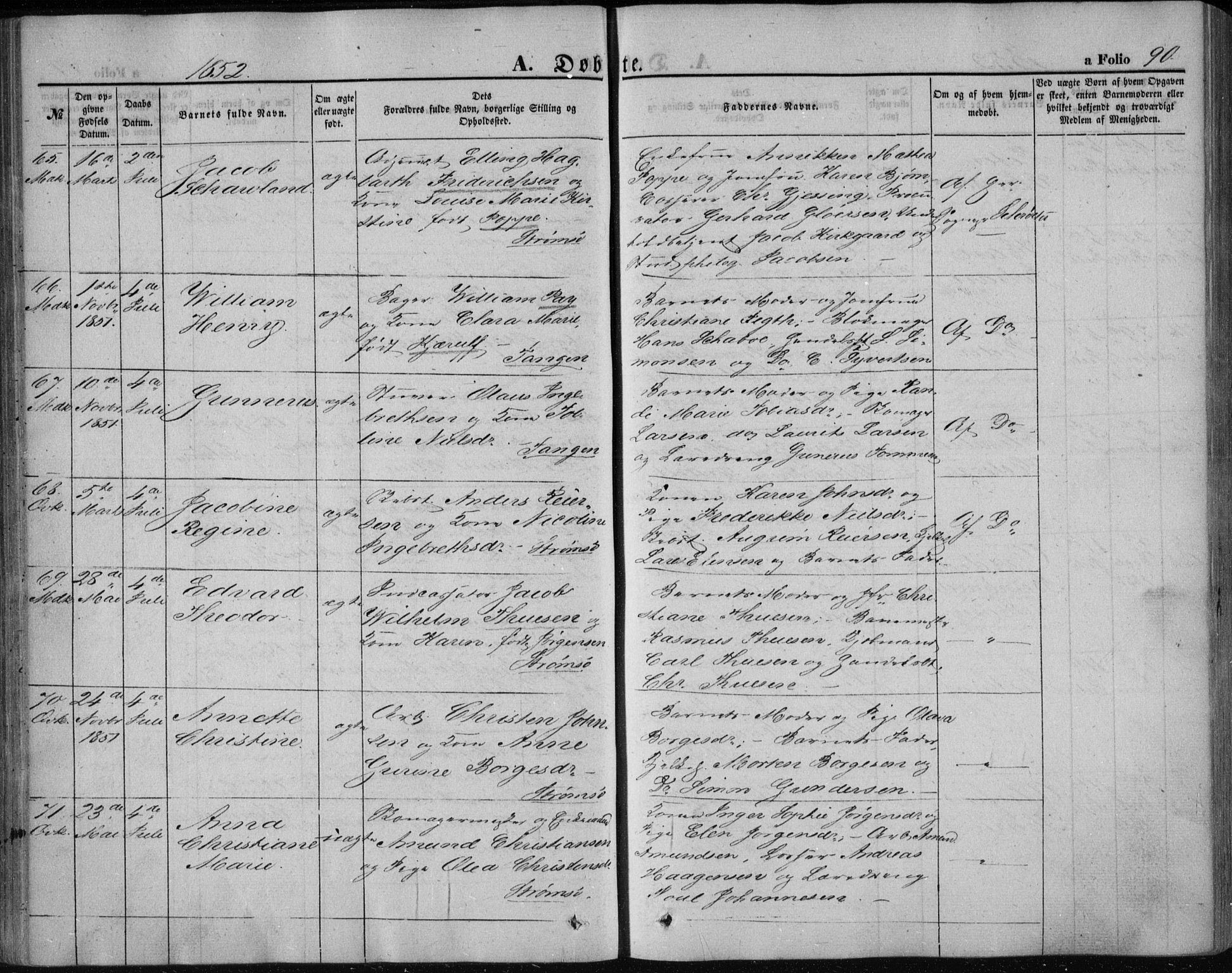 Strømsø kirkebøker, SAKO/A-246/F/Fa/L0014: Parish register (official) no. I 14, 1848-1858, p. 90