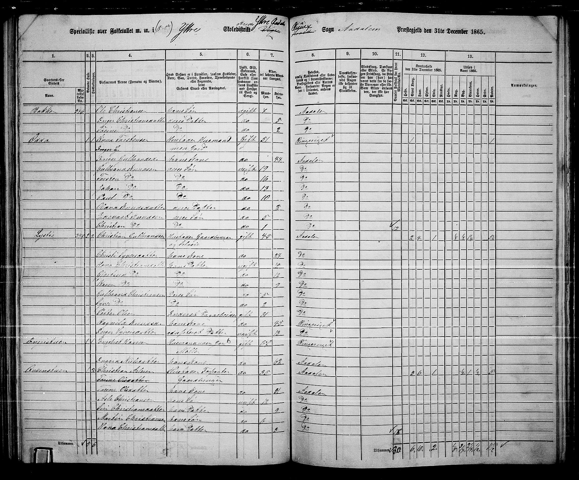 RA, 1865 census for Ådal, 1865, p. 81