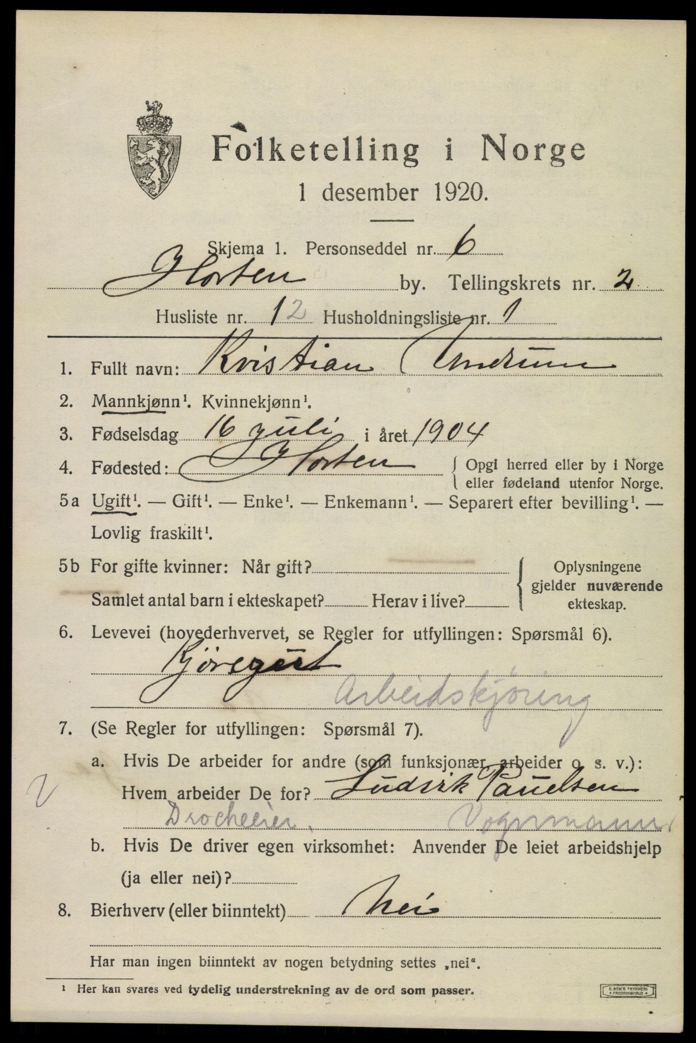 SAKO, 1920 census for Horten, 1920, p. 10355