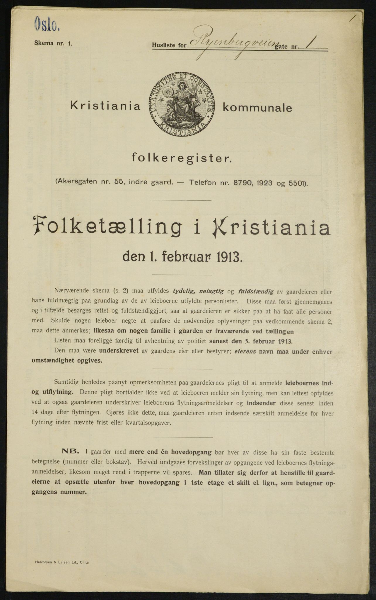 OBA, Municipal Census 1913 for Kristiania, 1913, p. 85606