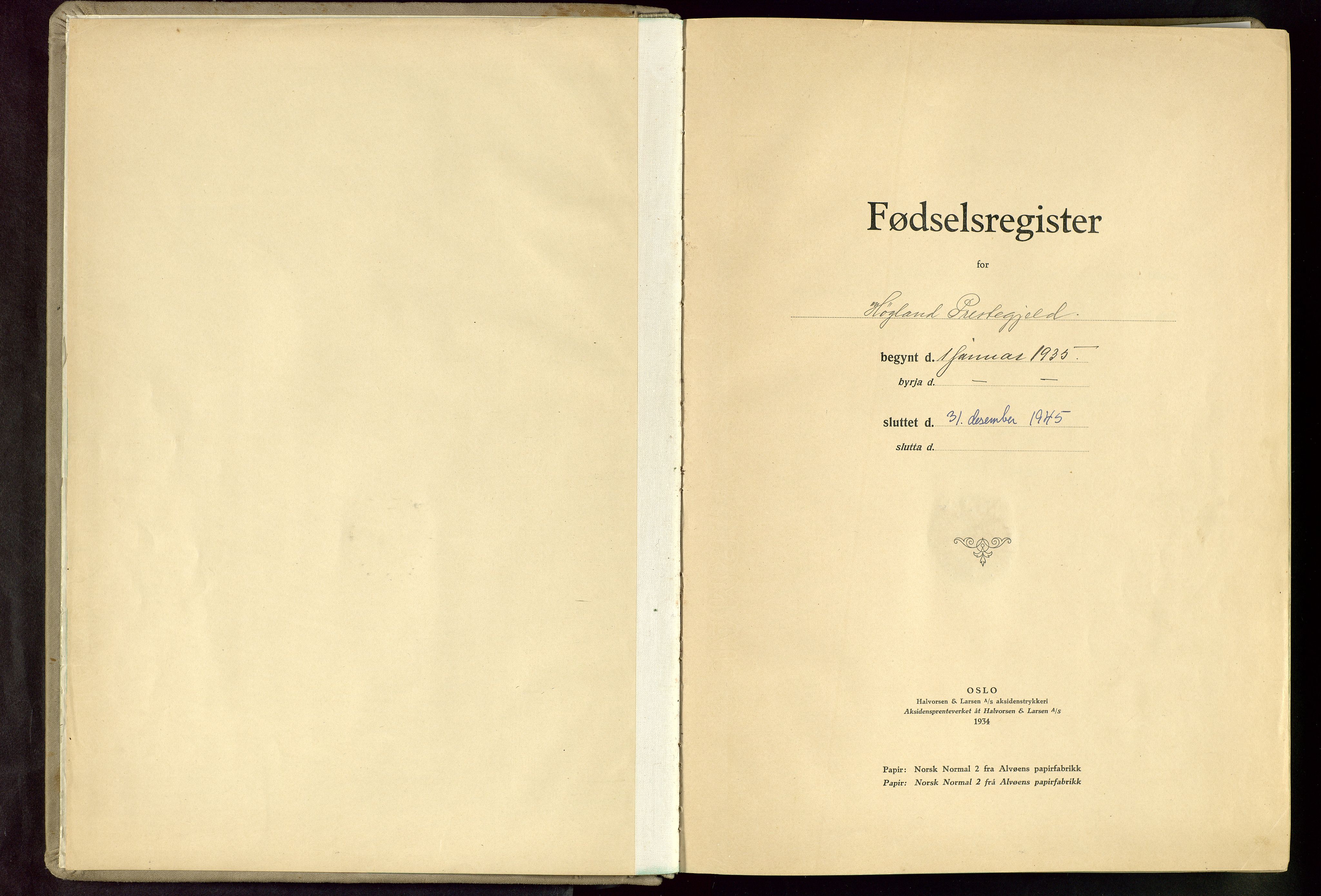 Høyland sokneprestkontor, SAST/A-101799/002/O/L0003: Birth register no. 3, 1935-1945