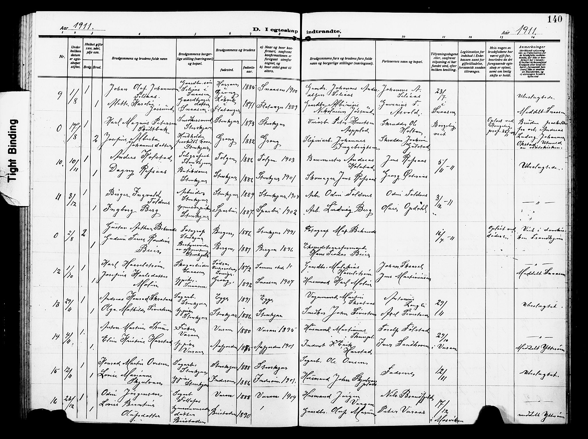 Ministerialprotokoller, klokkerbøker og fødselsregistre - Nord-Trøndelag, SAT/A-1458/739/L0376: Parish register (copy) no. 739C04, 1908-1917, p. 140