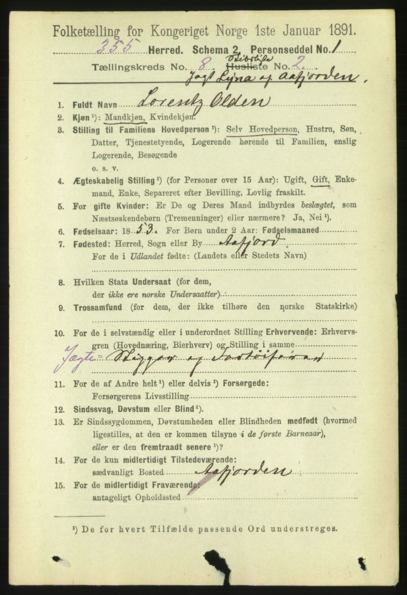 RA, 1891 census for 1632 Bjørnør, 1891, p. 3727