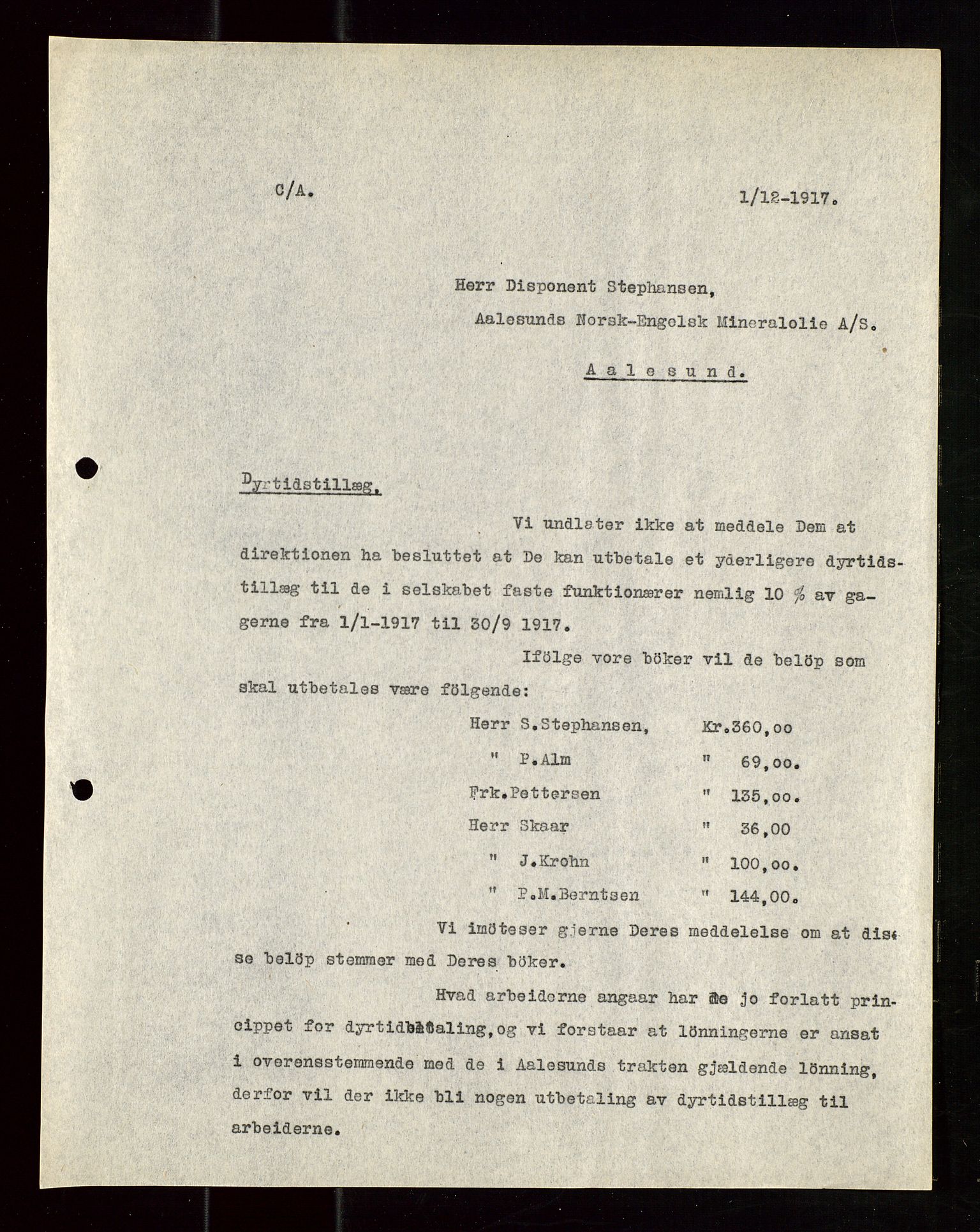 Pa 1521 - A/S Norske Shell, AV/SAST-A-101915/E/Ea/Eaa/L0019: Sjefskorrespondanse, 1917, p. 255