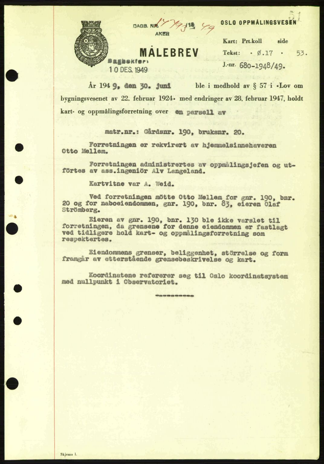 Oslo byskriverembete, AV/SAO-A-10227/G/Gb/Gbd/Gbda/L0017: Mortgage book no. A215, 1949-1950, Diary no: : 14793/1949
