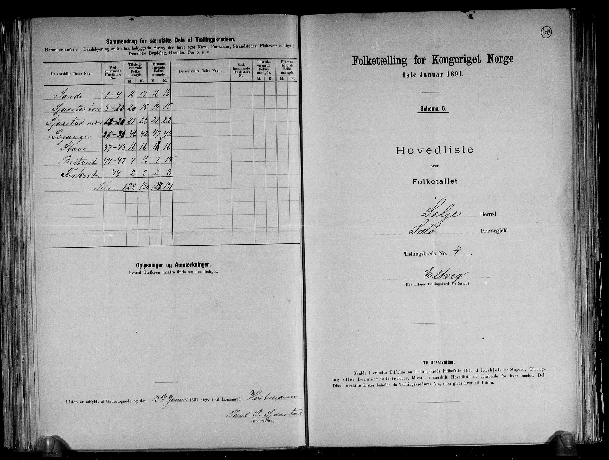 RA, 1891 census for 1441 Selje, 1891, p. 10