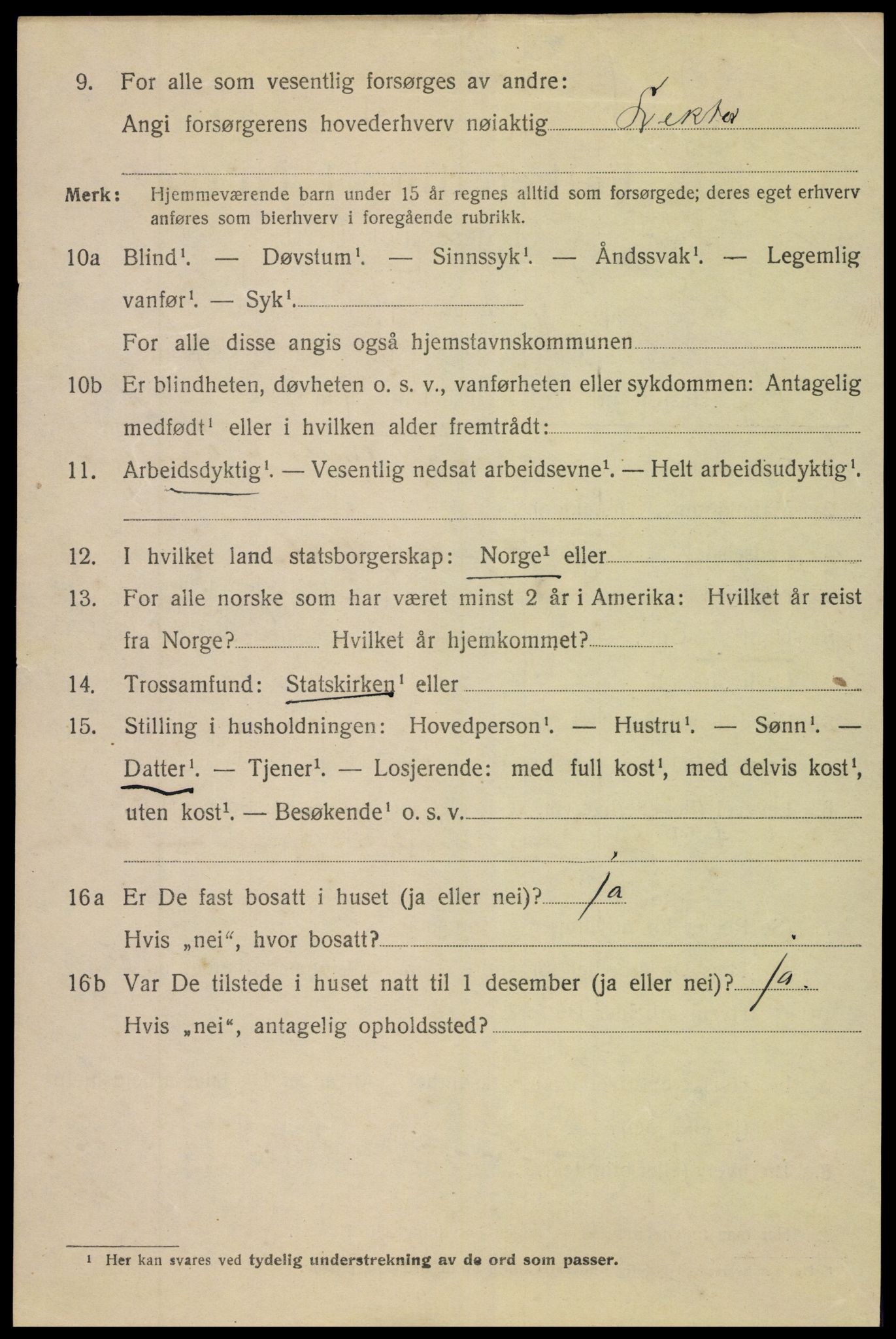 SAK, 1920 census for Arendal, 1920, p. 14453