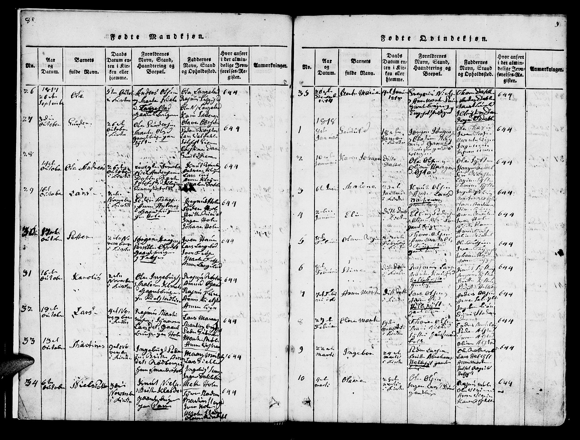 Ministerialprotokoller, klokkerbøker og fødselsregistre - Møre og Romsdal, SAT/A-1454/519/L0246: Parish register (official) no. 519A05, 1817-1834, p. 8-9