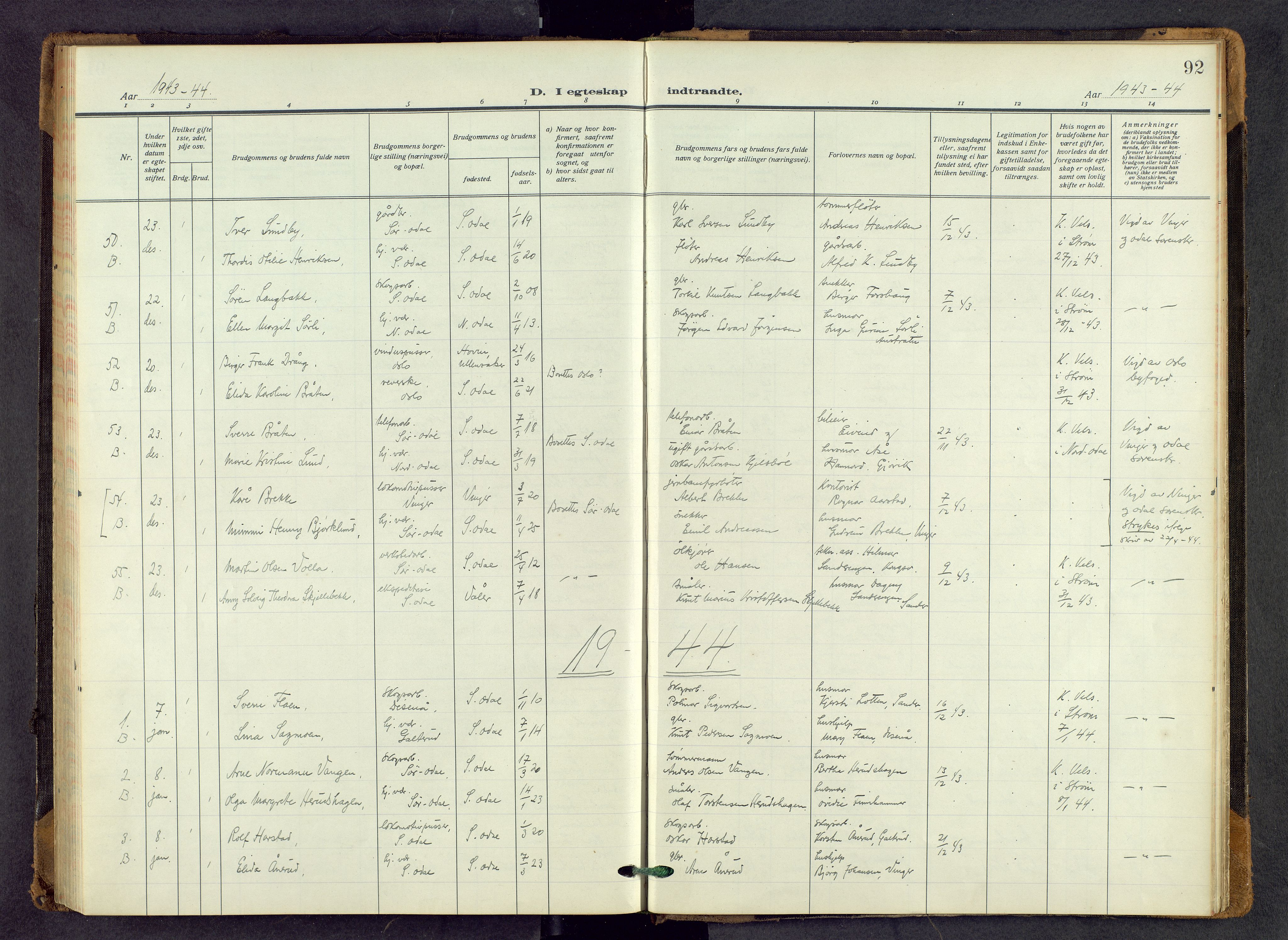 Sør-Odal prestekontor, AV/SAH-PREST-030/H/Ha/Haa/L0011: Parish register (official) no. 11, 1922-1945, p. 92