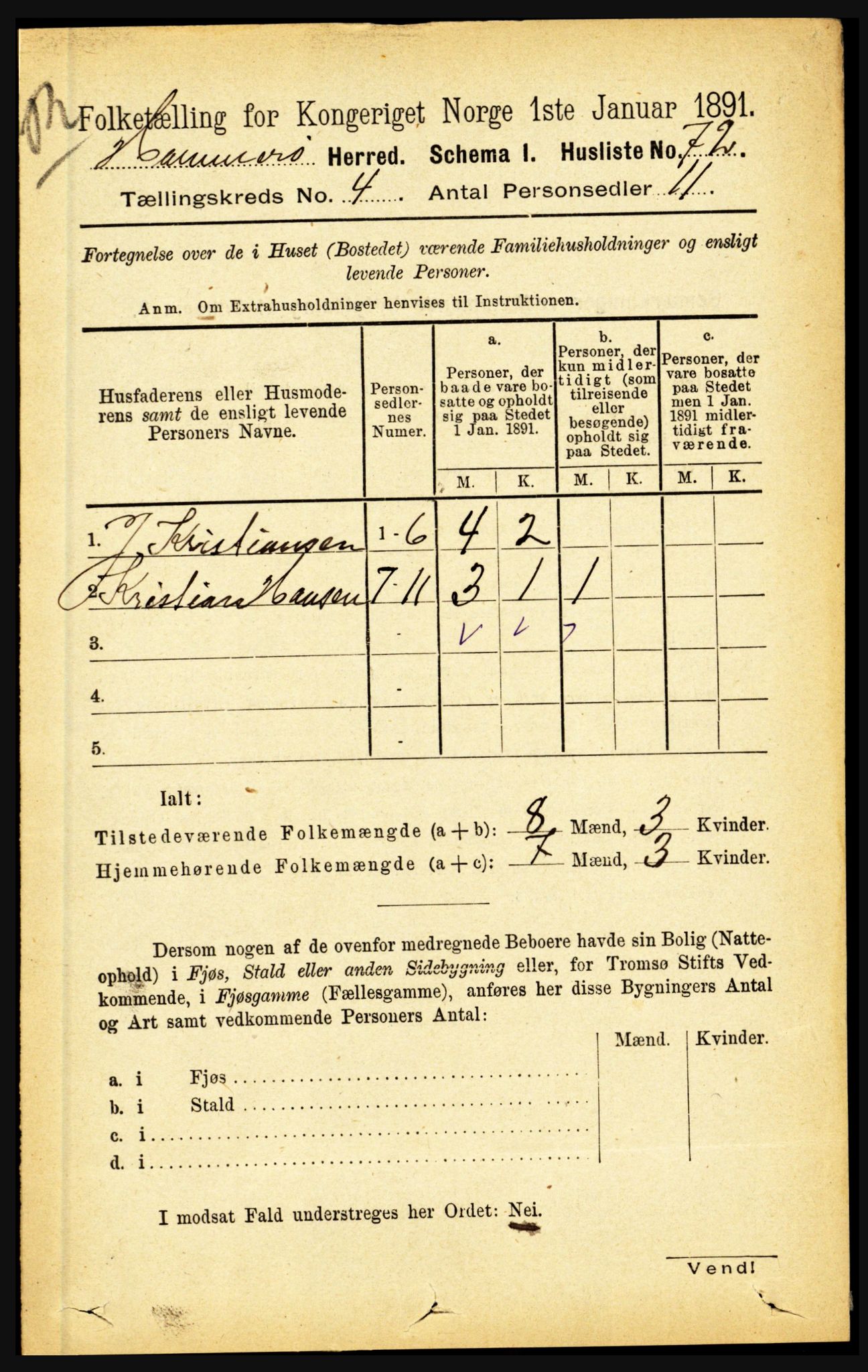 RA, 1891 census for 1849 Hamarøy, 1891, p. 1950