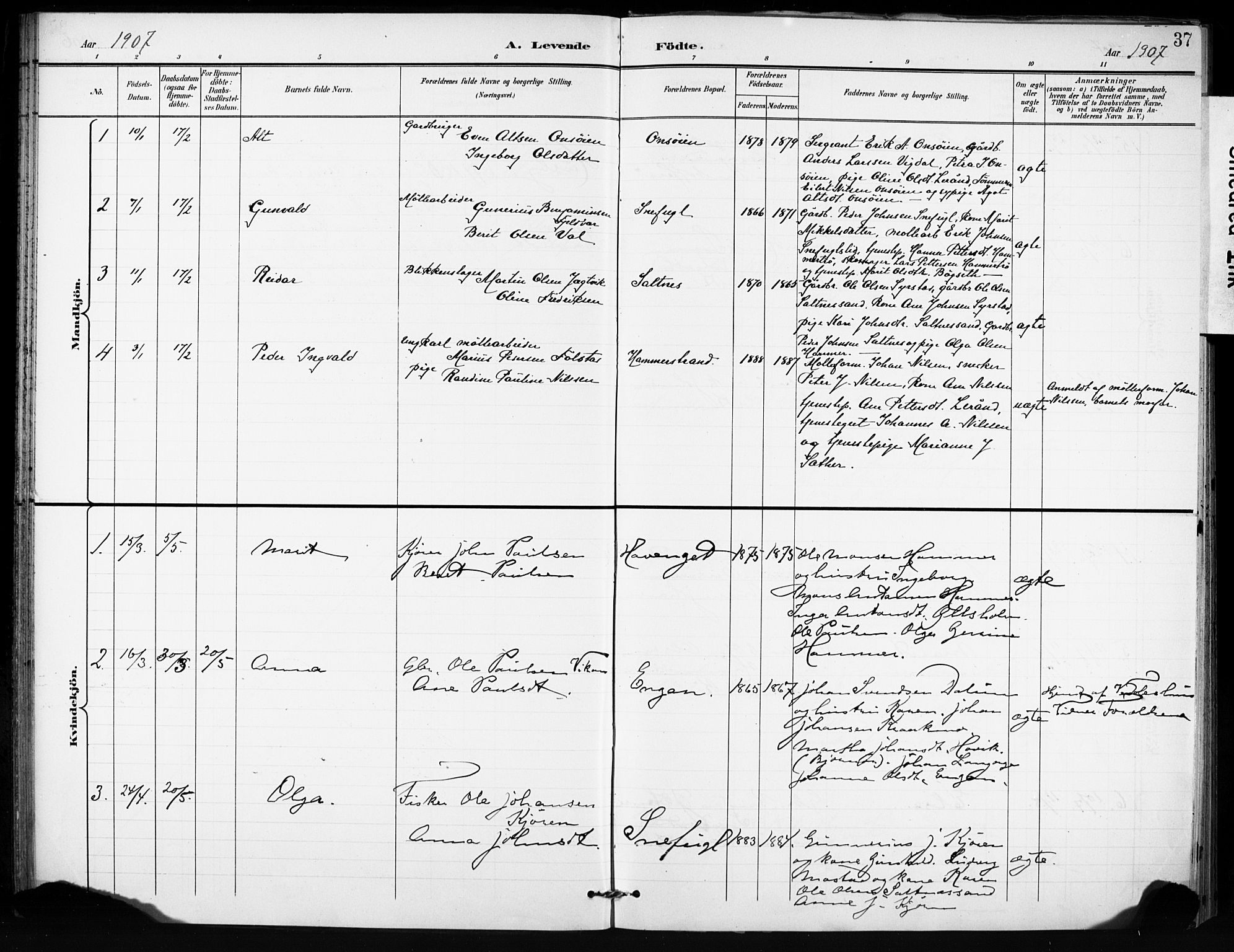 Ministerialprotokoller, klokkerbøker og fødselsregistre - Sør-Trøndelag, SAT/A-1456/666/L0787: Parish register (official) no. 666A05, 1895-1908, p. 37