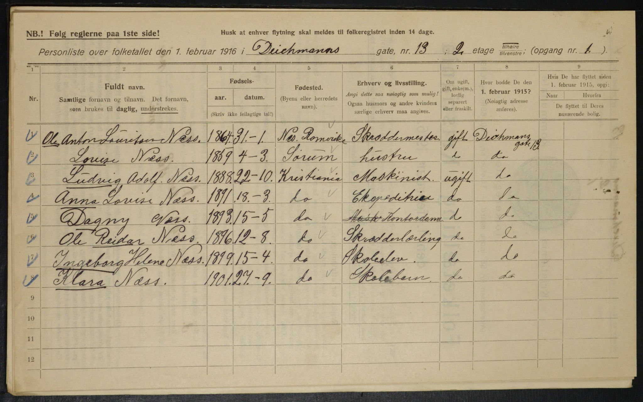 OBA, Municipal Census 1916 for Kristiania, 1916, p. 15712