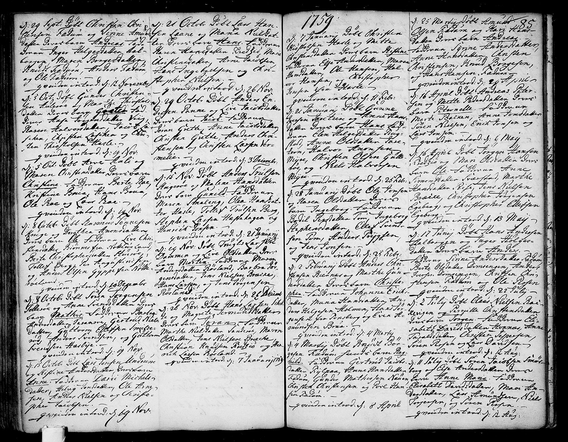 Sem kirkebøker, AV/SAKO-A-5/F/Fa/L0001: Parish register (official) no. I 1, 1702-1763, p. 85