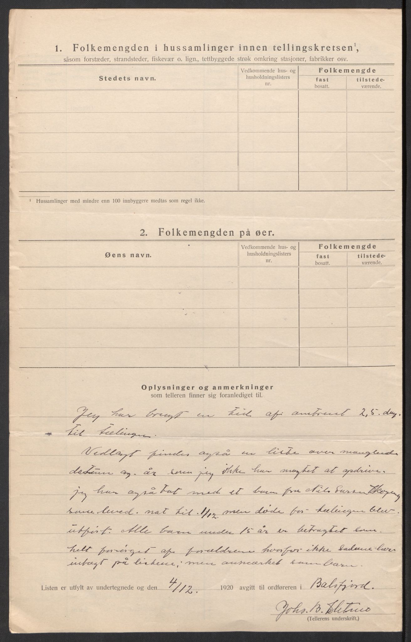 SATØ, 1920 census for Balsfjord, 1920, p. 15