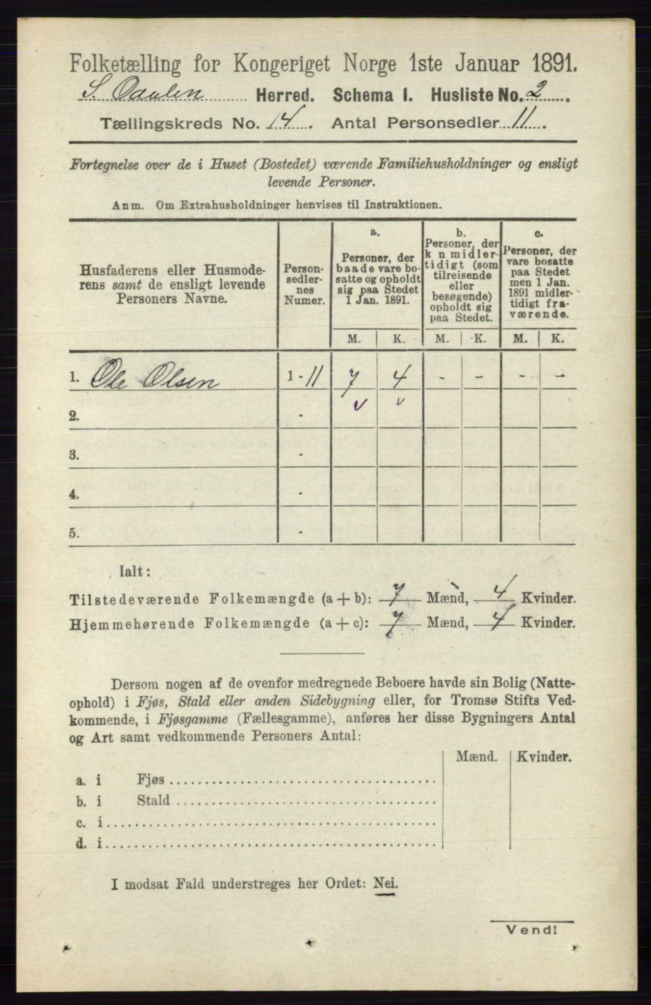 RA, 1891 census for 0419 Sør-Odal, 1891, p. 5919