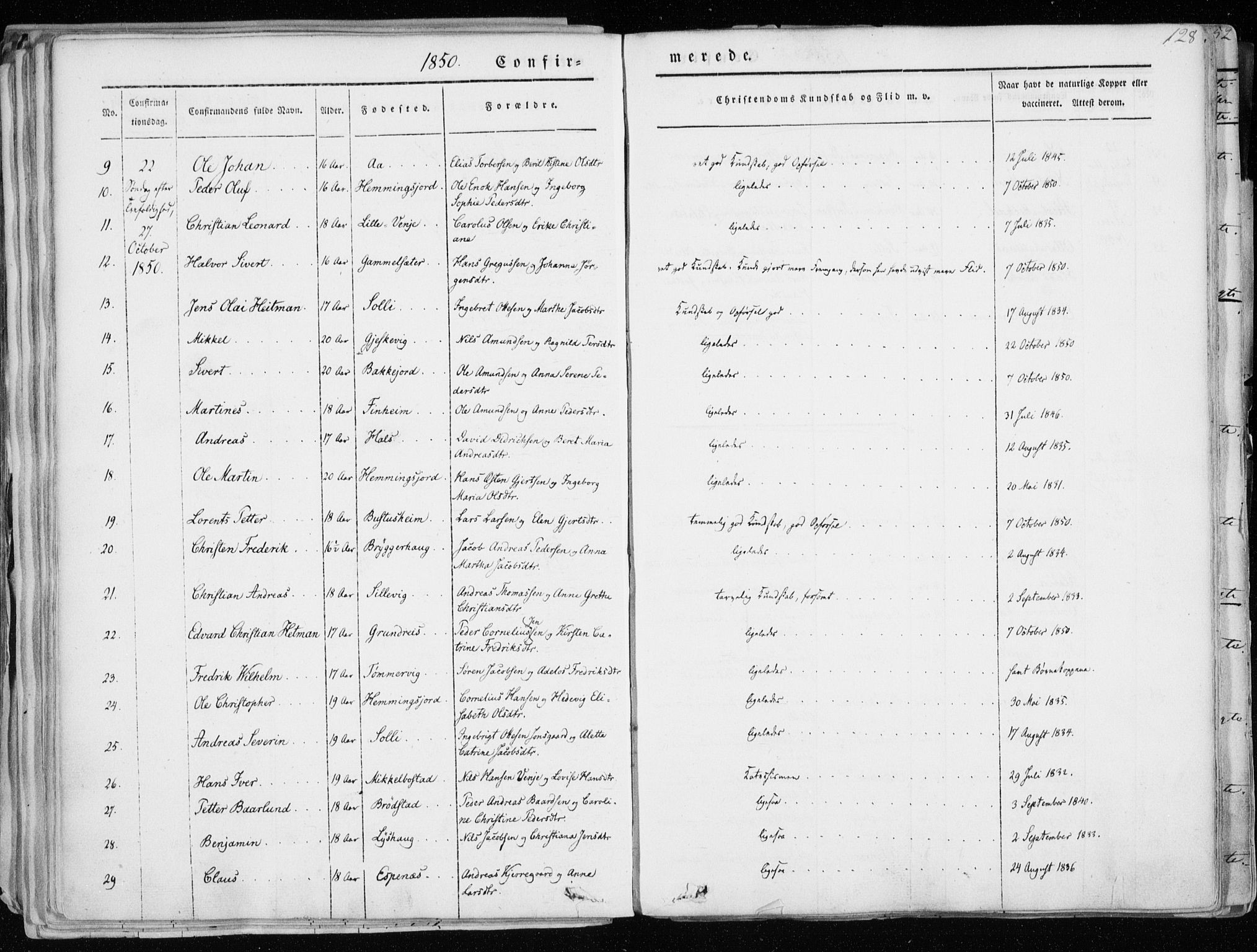 Tranøy sokneprestkontor, AV/SATØ-S-1313/I/Ia/Iaa/L0006kirke: Parish register (official) no. 6, 1844-1855, p. 128