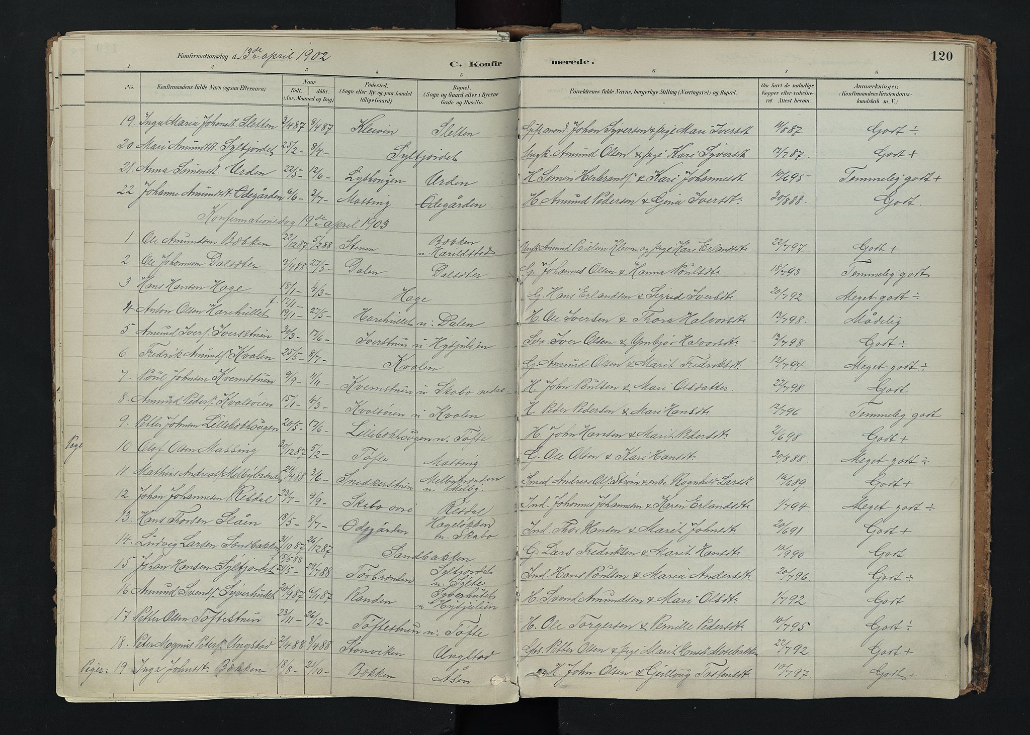 Nord-Fron prestekontor, AV/SAH-PREST-080/H/Ha/Haa/L0005: Parish register (official) no. 5, 1884-1914, p. 120