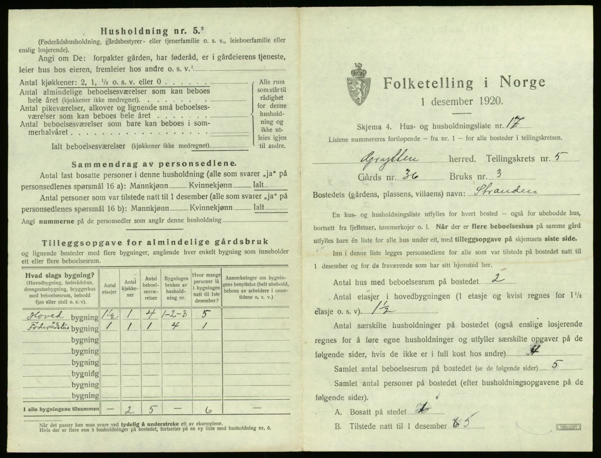 SAT, 1920 census for Grytten, 1920, p. 552