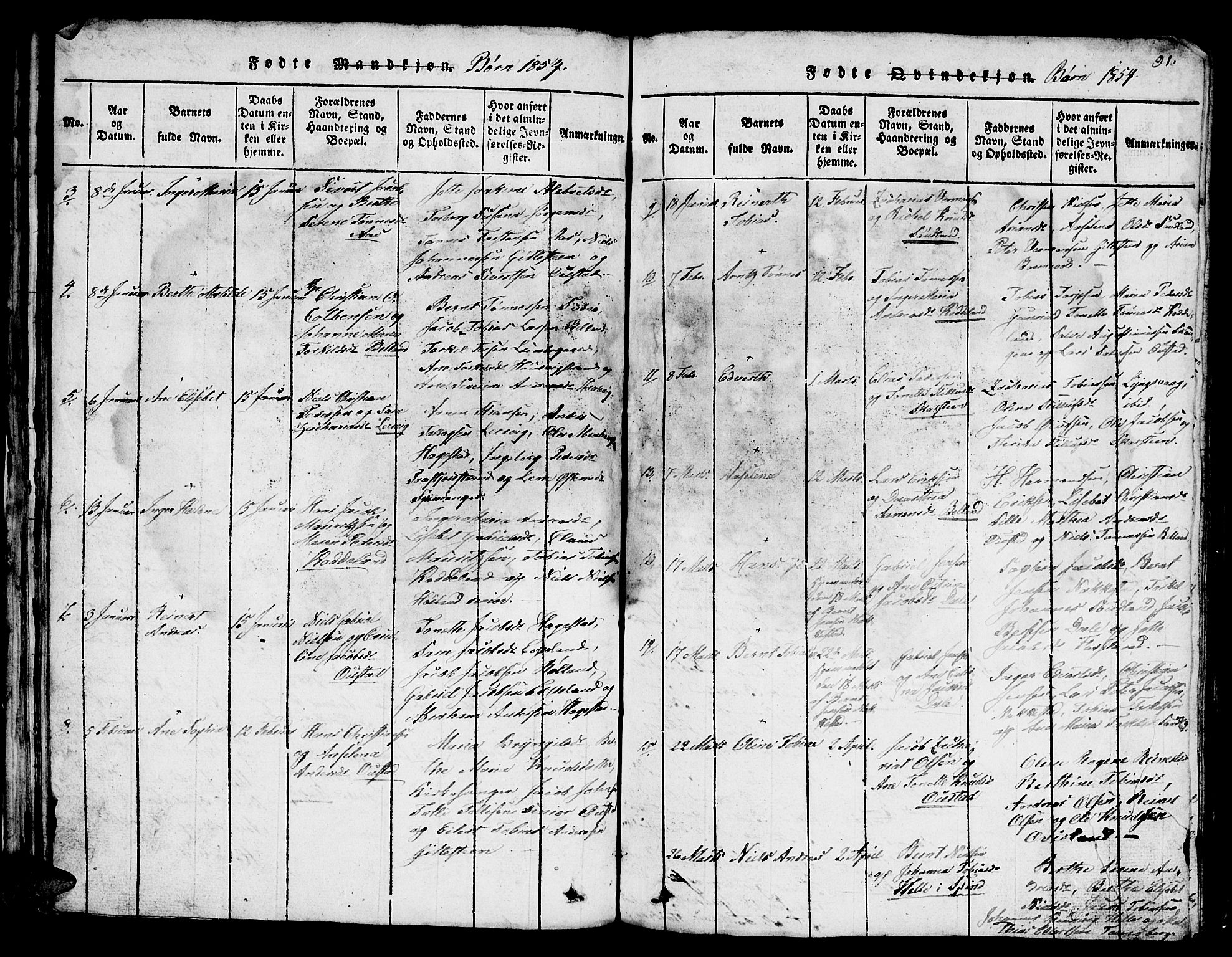 Lyngdal sokneprestkontor, AV/SAK-1111-0029/F/Fb/Fba/L0001: Parish register (copy) no. B 1, 1816-1876, p. 91