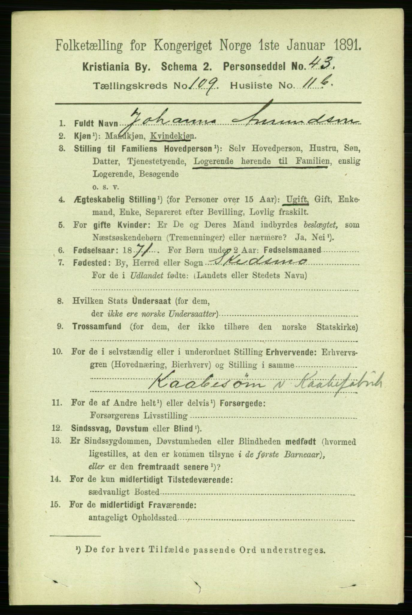 RA, 1891 census for 0301 Kristiania, 1891, p. 56675
