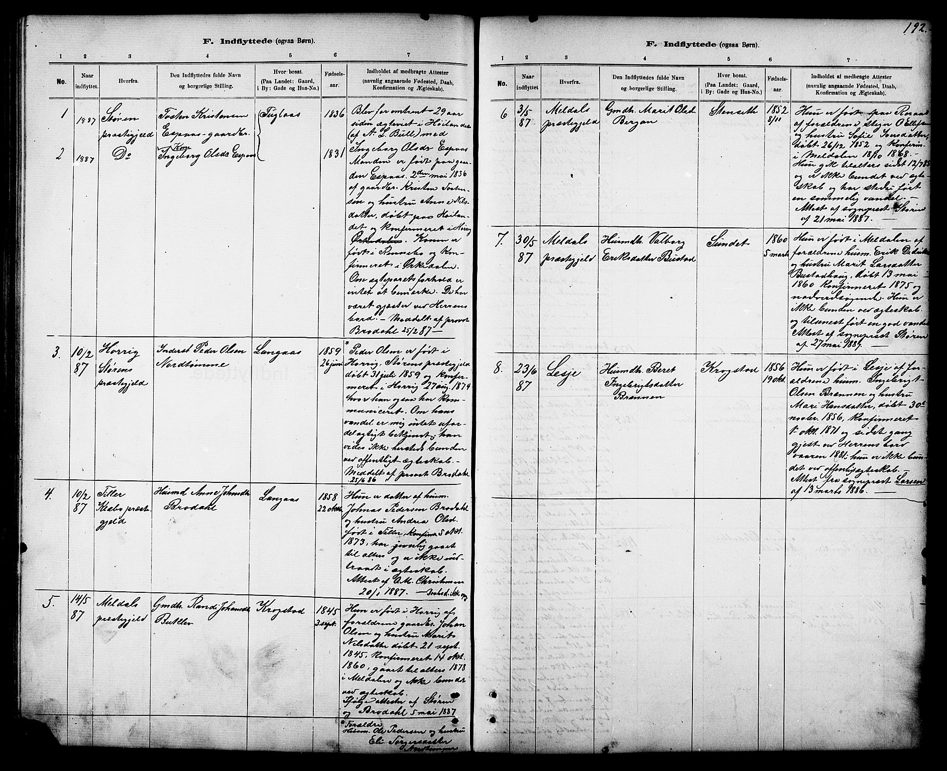 Ministerialprotokoller, klokkerbøker og fødselsregistre - Sør-Trøndelag, SAT/A-1456/694/L1132: Parish register (copy) no. 694C04, 1887-1914, p. 192