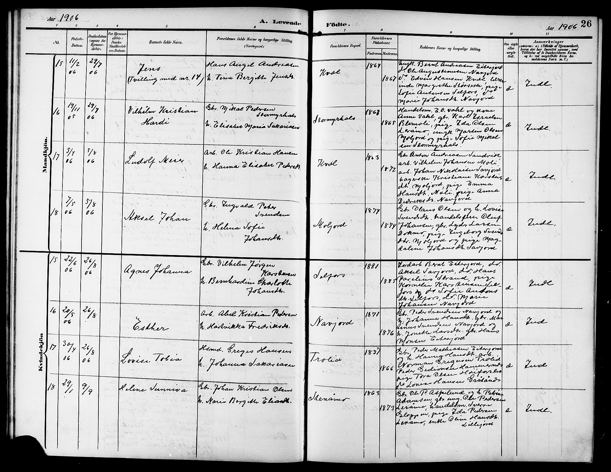 Ministerialprotokoller, klokkerbøker og fødselsregistre - Nordland, AV/SAT-A-1459/846/L0655: Parish register (copy) no. 846C05, 1902-1916, p. 26