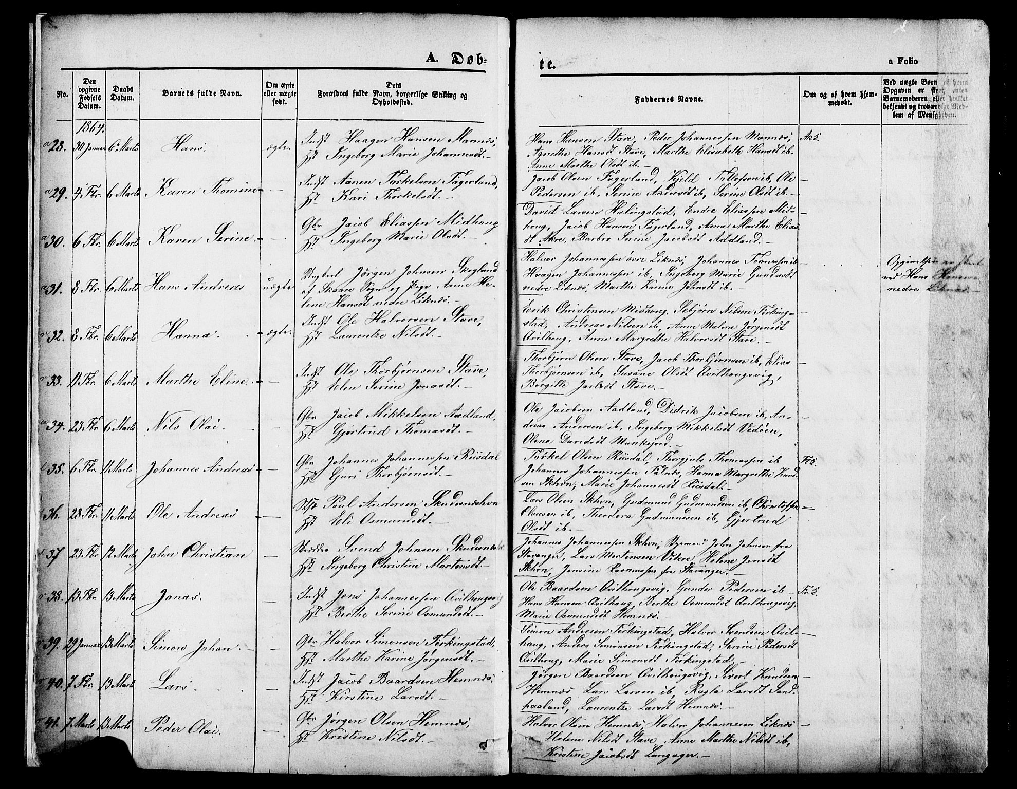 Skudenes sokneprestkontor, AV/SAST-A -101849/H/Ha/Haa/L0006: Parish register (official) no. A 4, 1864-1881, p. 3