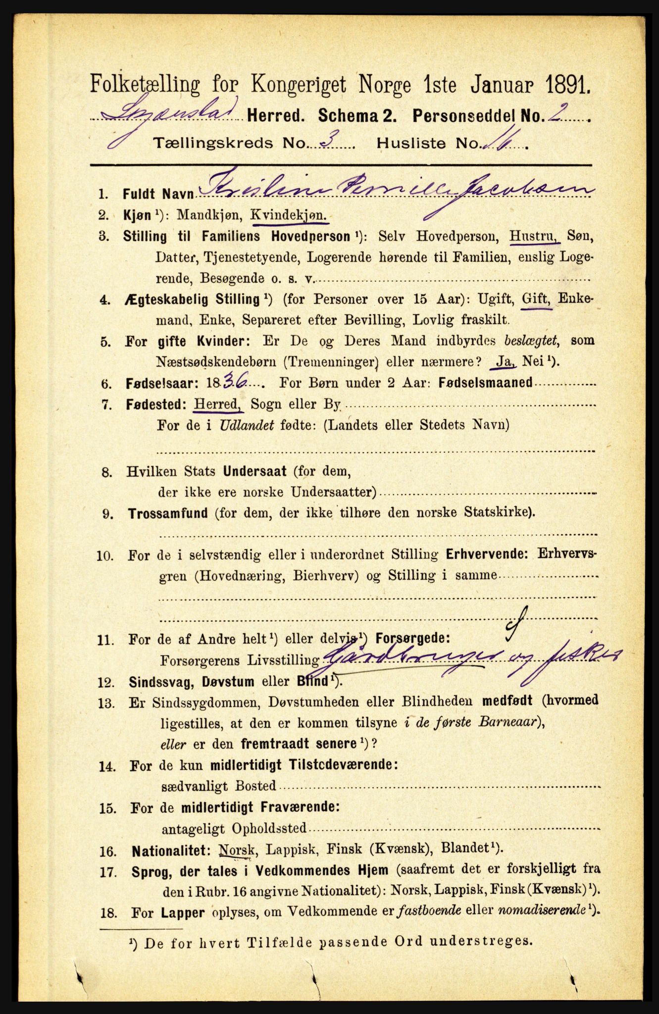 RA, 1891 census for 1842 Skjerstad, 1891, p. 830