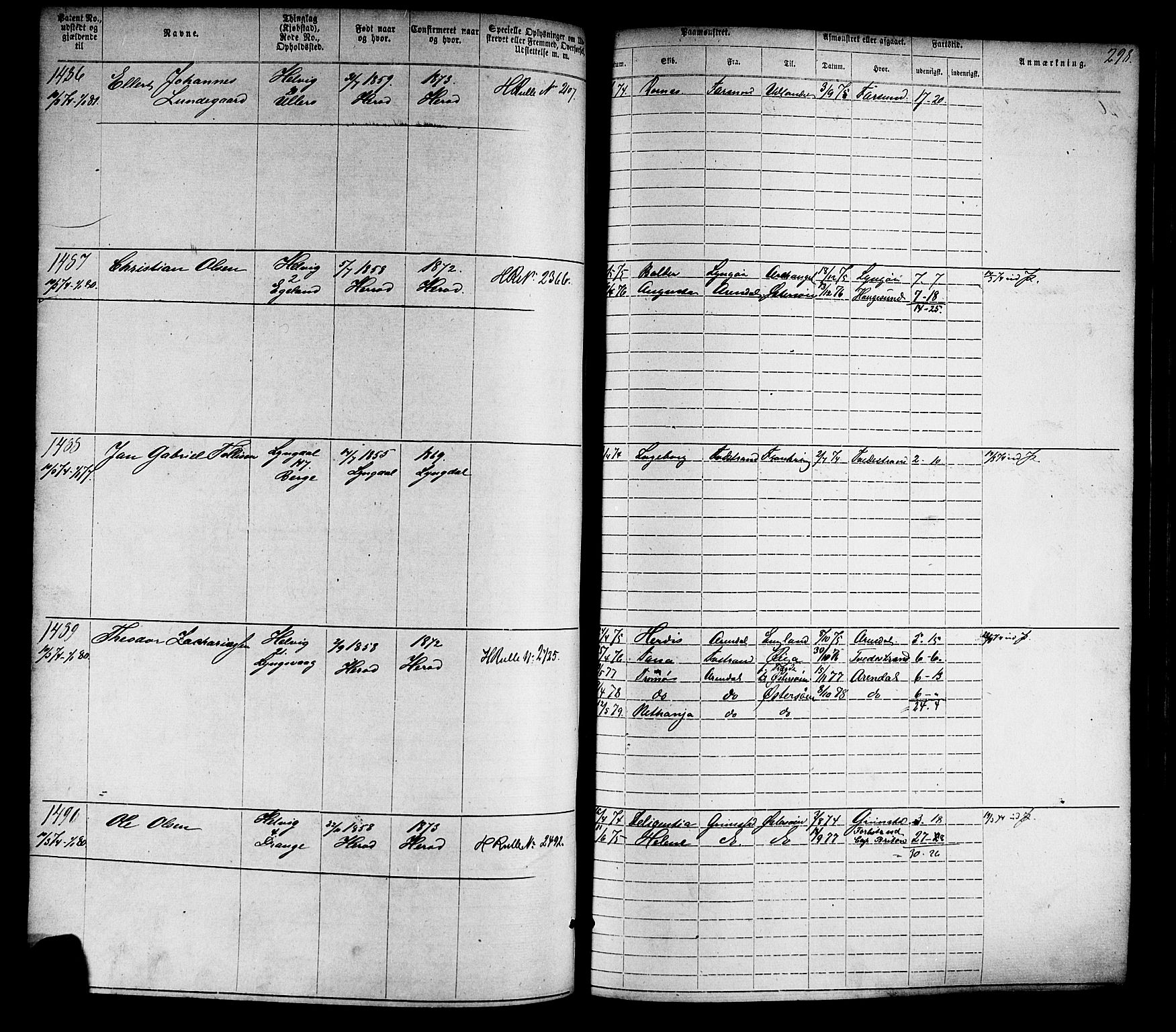 Farsund mønstringskrets, SAK/2031-0017/F/Fa/L0005: Annotasjonsrulle nr 1-1910 med register, Z-2, 1869-1877, p. 328