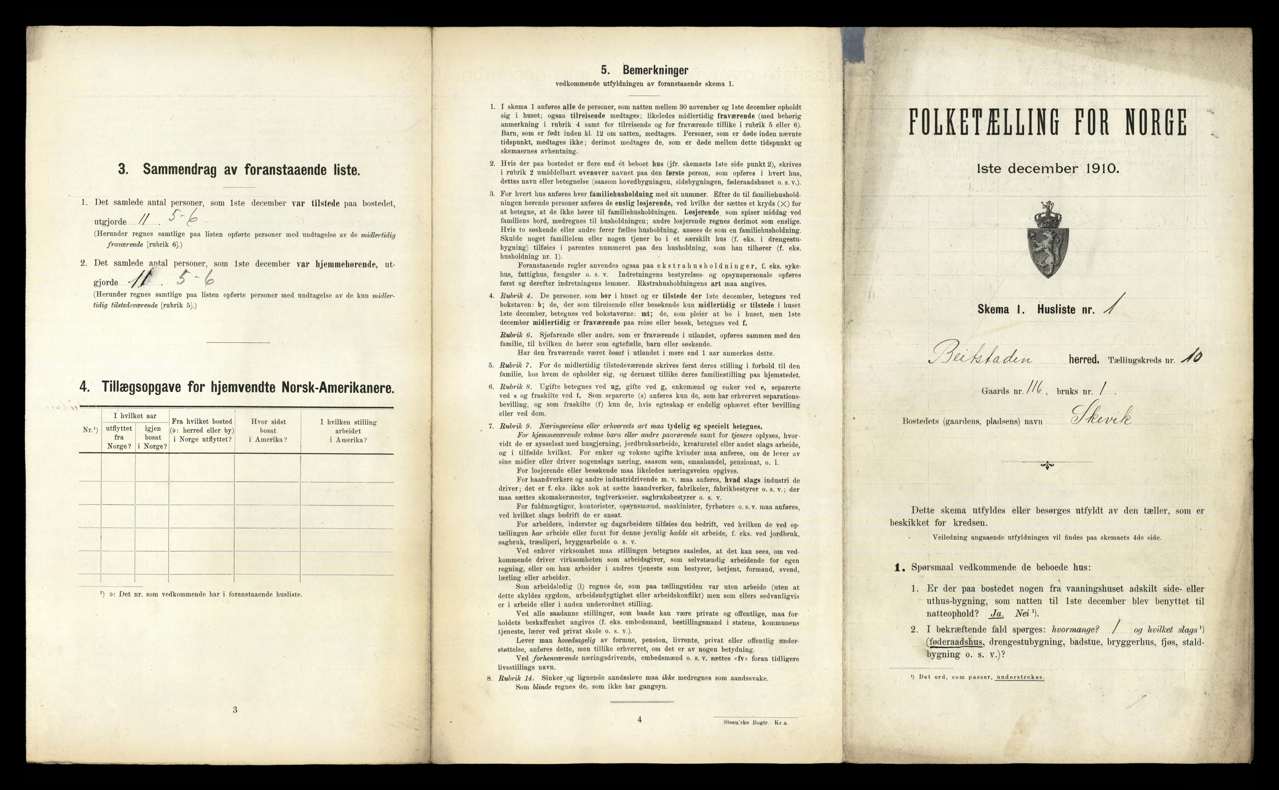 RA, 1910 census for Beitstad, 1910, p. 963