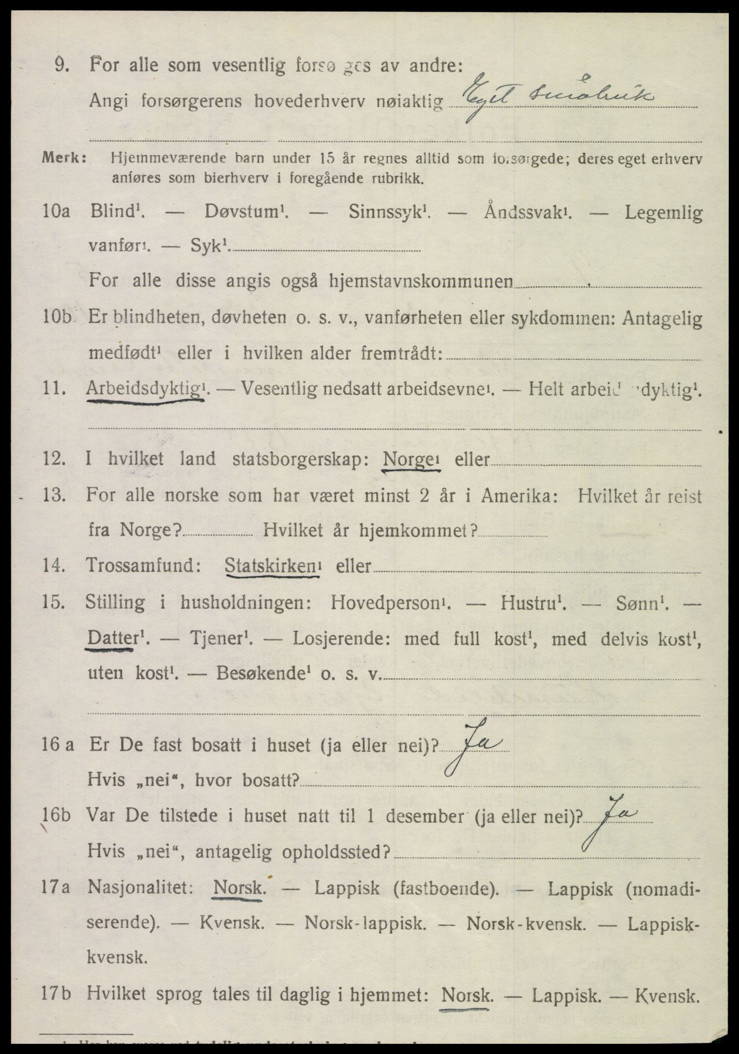 SAT, 1920 census for Skogn, 1920, p. 6506