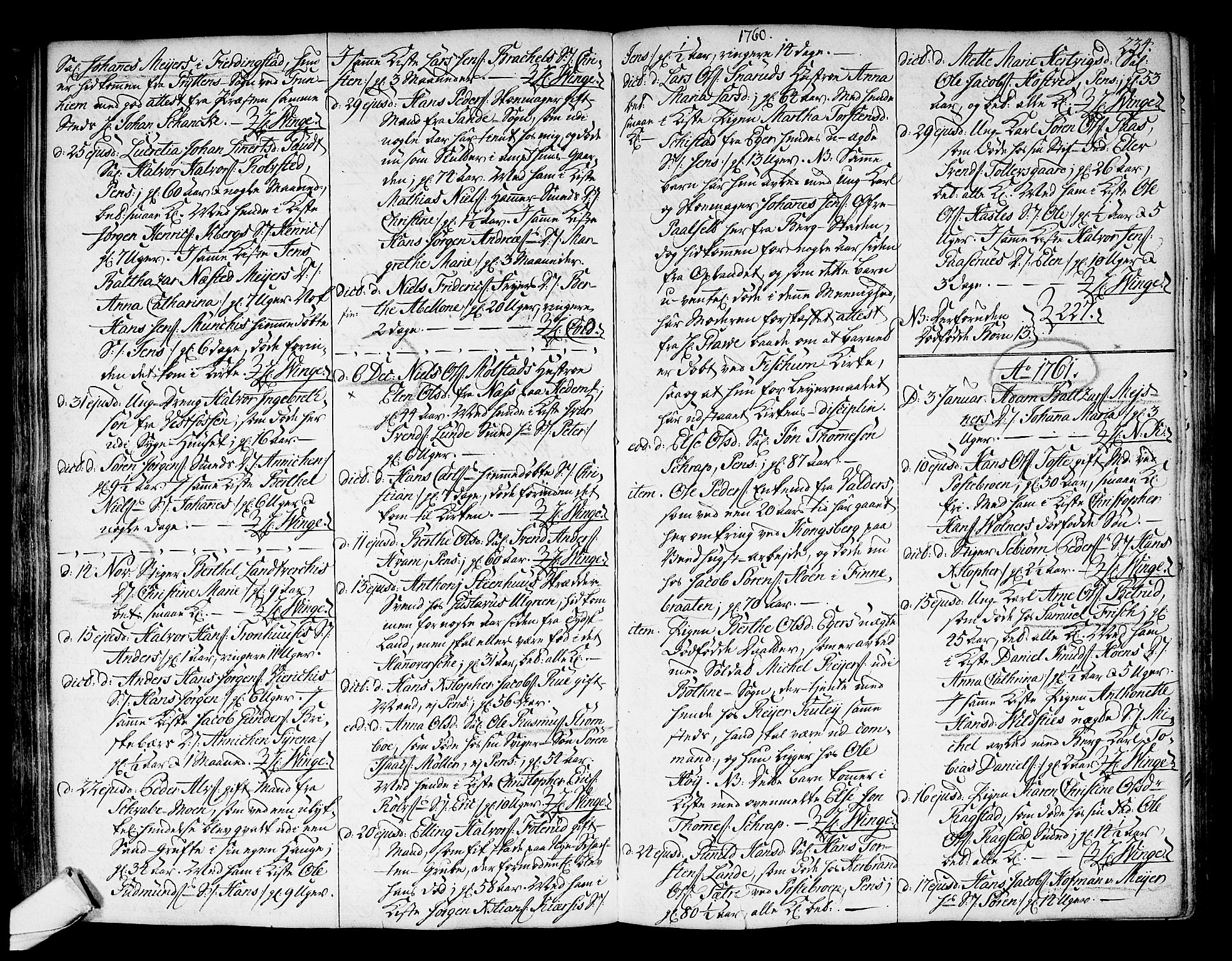 Kongsberg kirkebøker, SAKO/A-22/F/Fa/L0004: Parish register (official) no. I 4, 1756-1768, p. 234