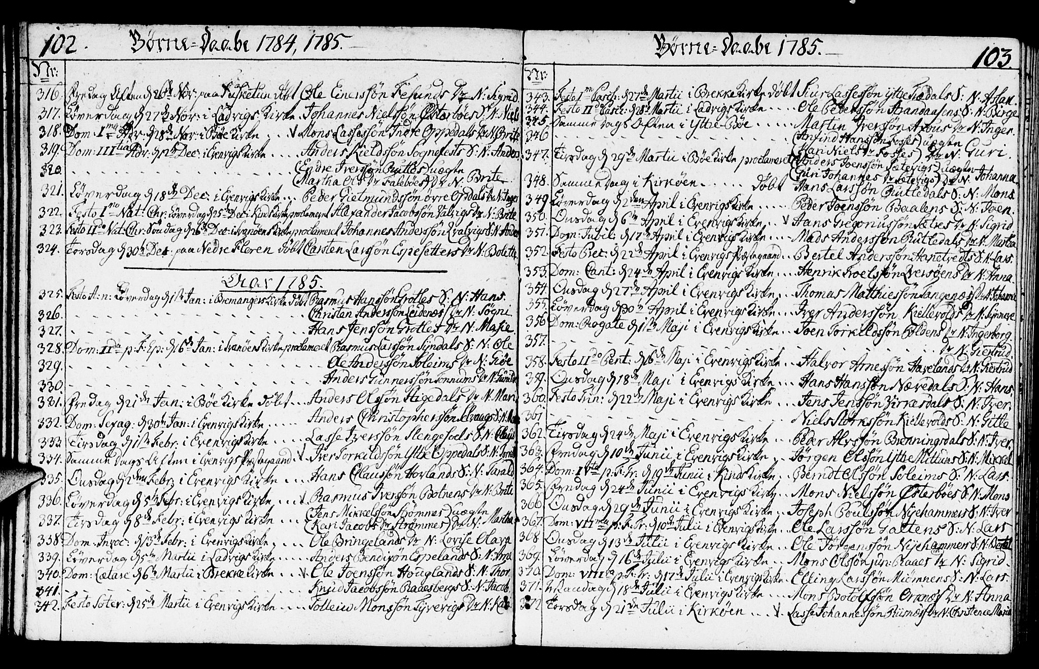 Gulen sokneprestembete, SAB/A-80201/H/Haa/Haaa/L0014: Parish register (official) no. A 14, 1779-1788, p. 102-103