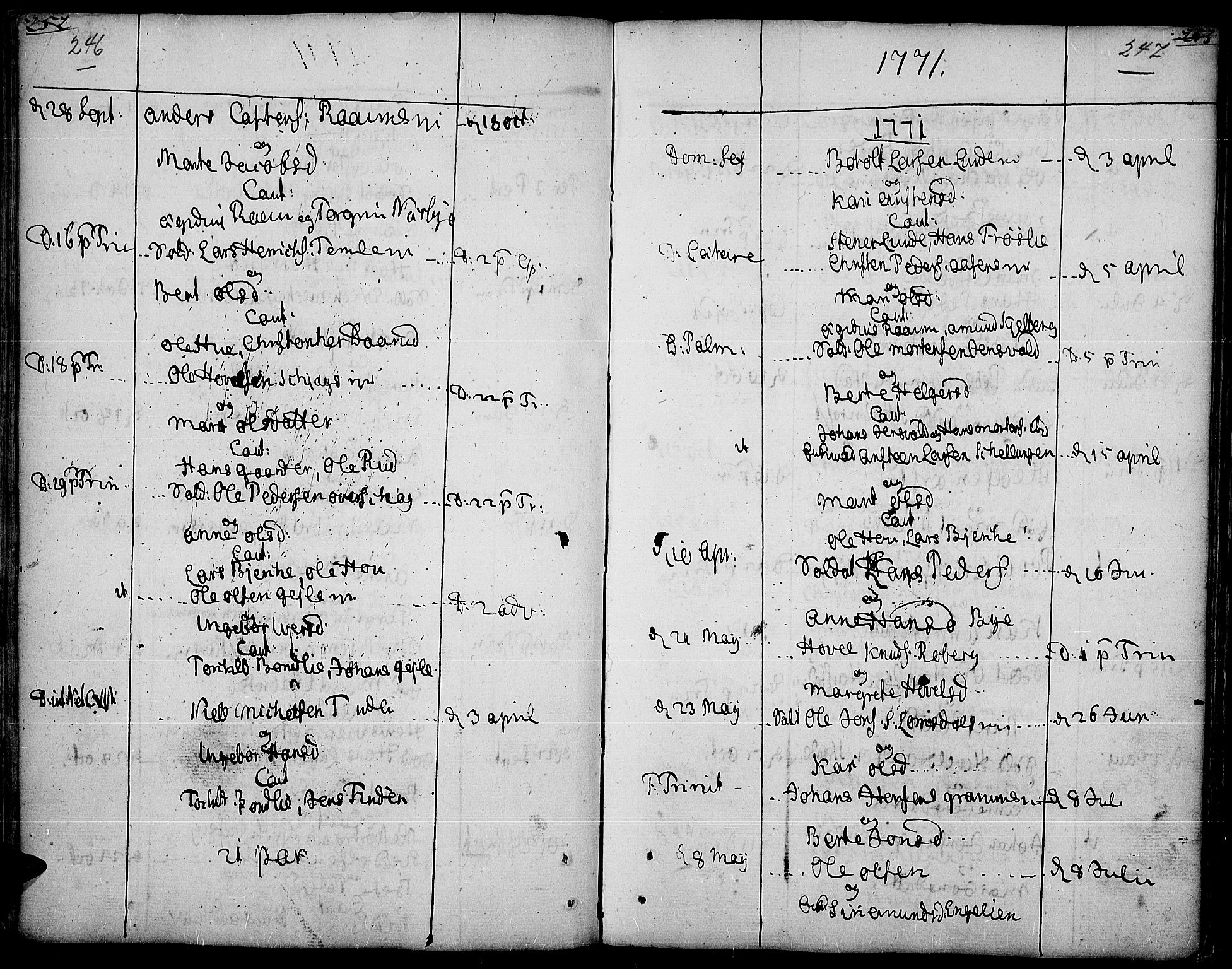 Land prestekontor, SAH/PREST-120/H/Ha/Haa/L0005: Parish register (official) no. 5, 1765-1784, p. 246-247