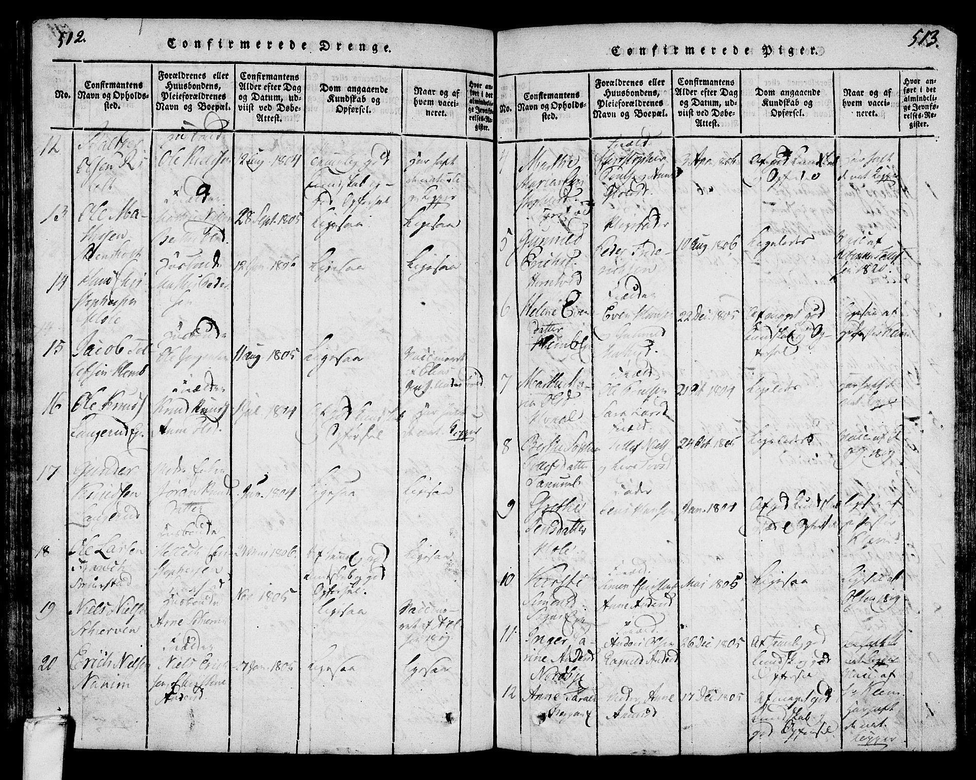 Lardal kirkebøker, SAKO/A-350/F/Fa/L0005: Parish register (official) no. I 5, 1814-1835, p. 512-513