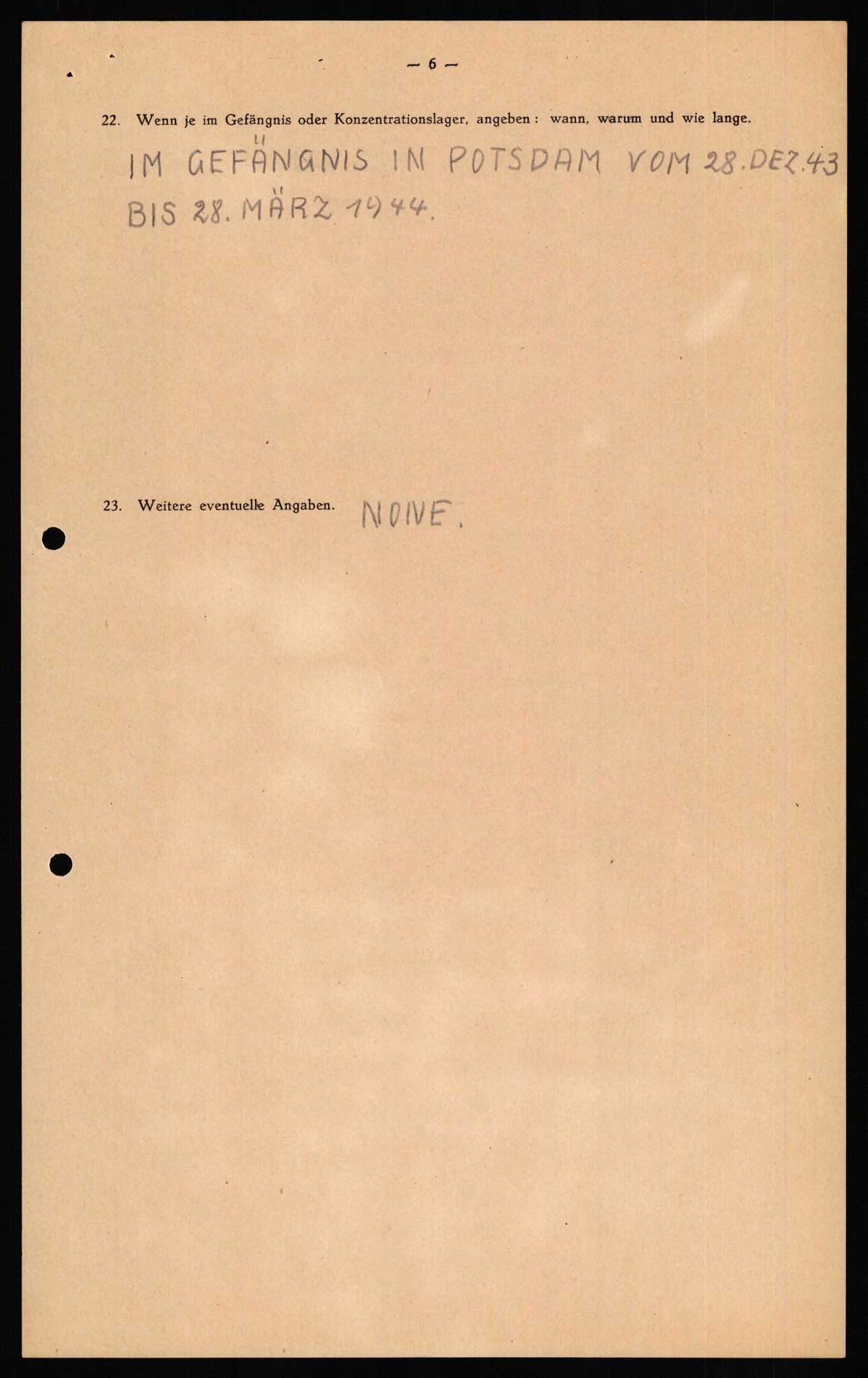 Forsvaret, Forsvarets overkommando II, RA/RAFA-3915/D/Db/L0022: CI Questionaires. Tyske okkupasjonsstyrker i Norge. Tyskere., 1945-1946, p. 512