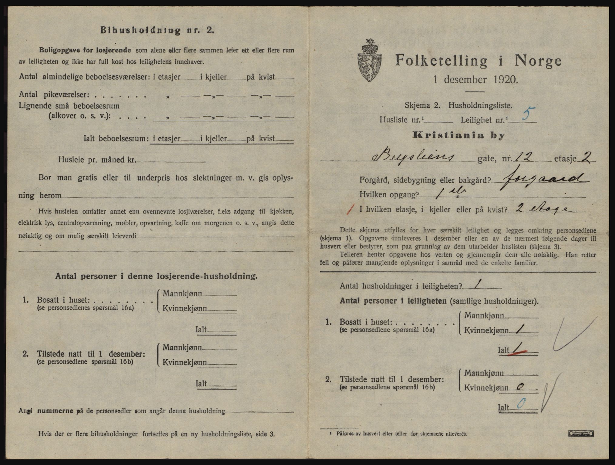 SAO, 1920 census for Kristiania, 1920, p. 4476