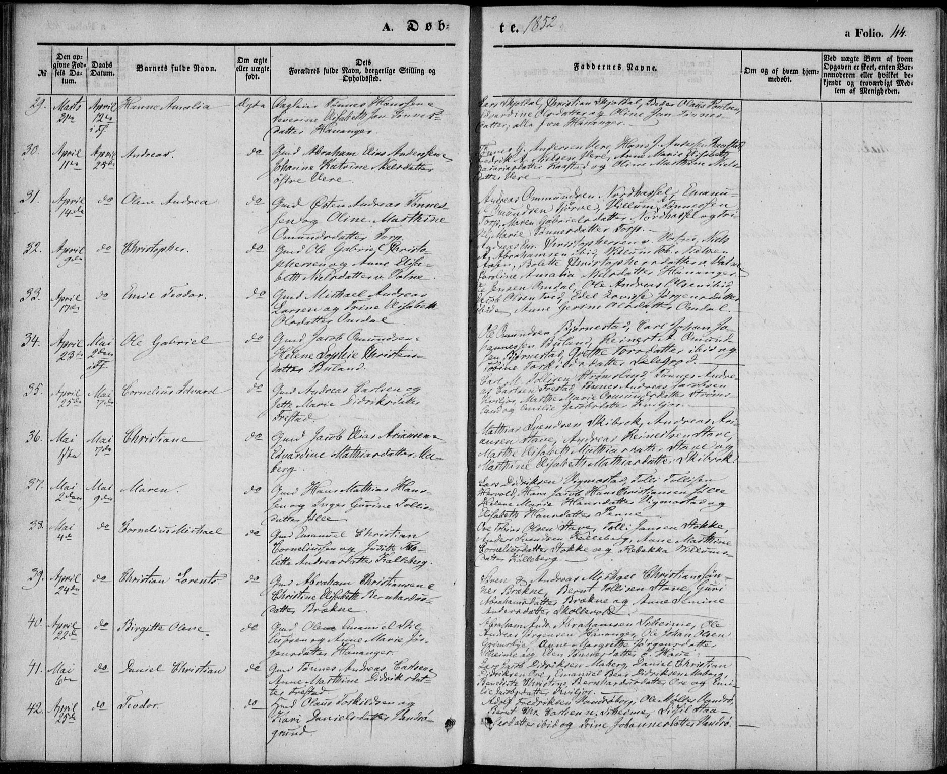 Lista sokneprestkontor, AV/SAK-1111-0027/F/Fb/L0002: Parish register (copy) no. B 2, 1847-1862, p. 44