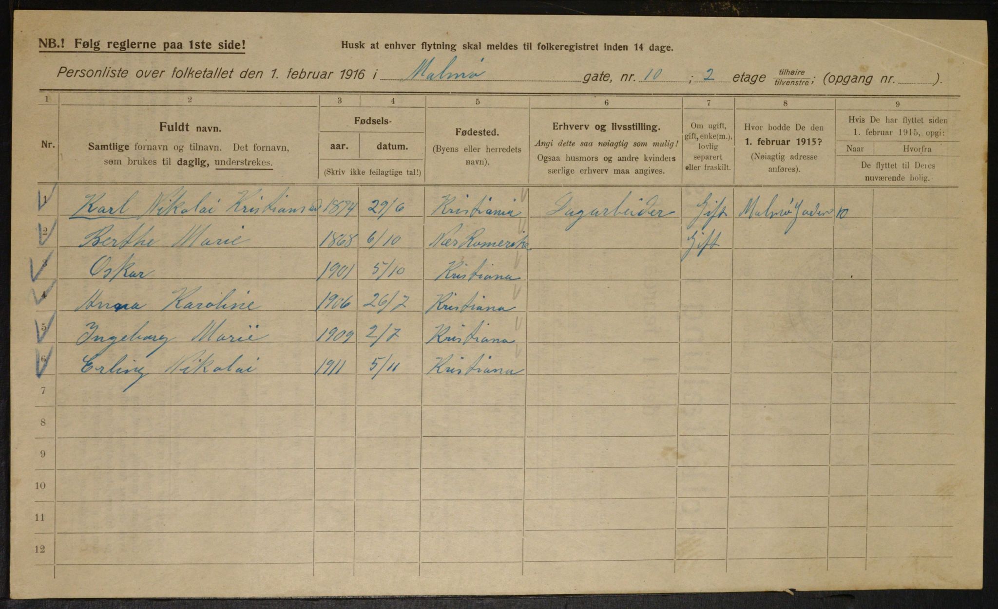 OBA, Municipal Census 1916 for Kristiania, 1916, p. 61467