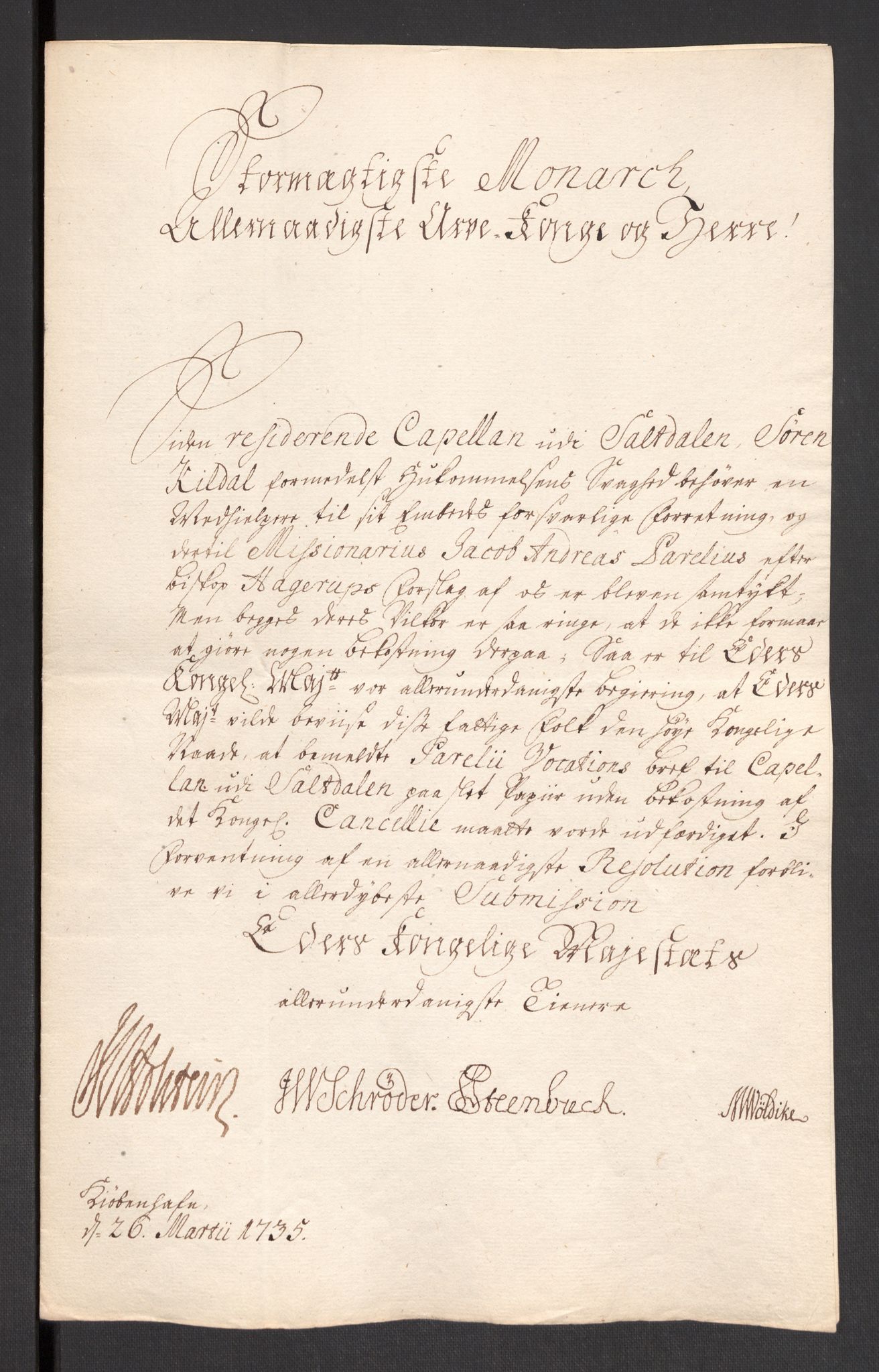 Danske Kanselli 1572-1799, AV/RA-EA-3023/F/Fc/Fcc/Fcca/L0118: Norske innlegg 1572-1799, 1735, p. 32